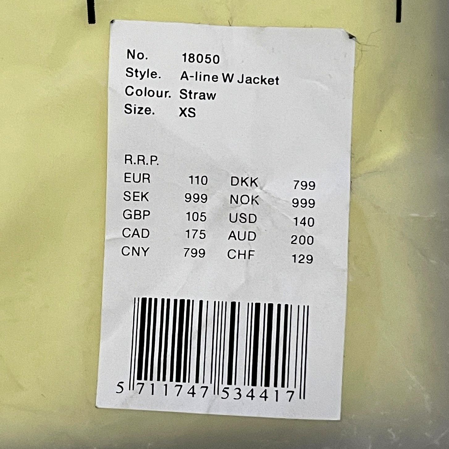 Rains Raincoat RAINS A-Line Womens Jacket Hood Straw Yellow XS Size XS / US 0-2 / IT 36-38 - 6 Thumbnail