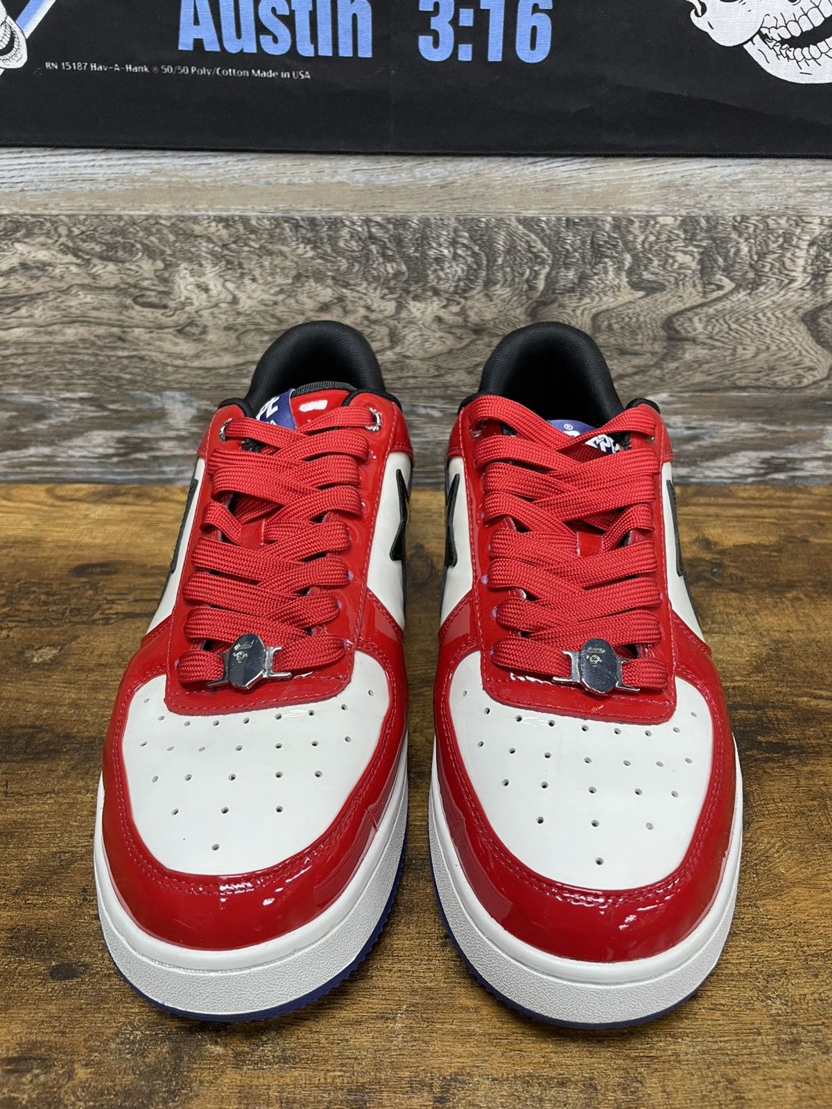 Bape 11-a bathing ape bapesta #1 red/white Size US 11 / EU 44 - 4 Thumbnail