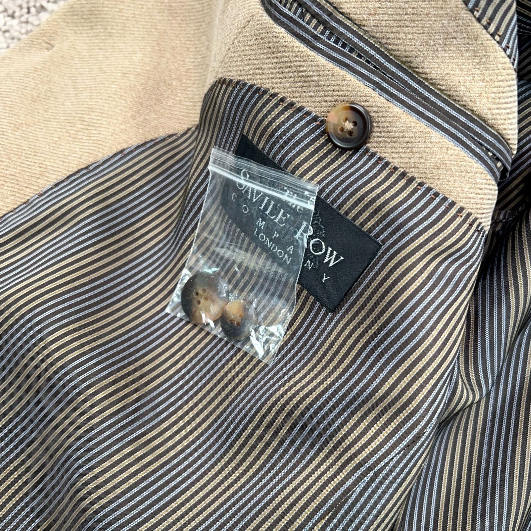 Vintage Savile Row Jacket Mens 44 Beige Carmel Suit Sport Coat Formal London Wedding Size 44R - 5 Thumbnail