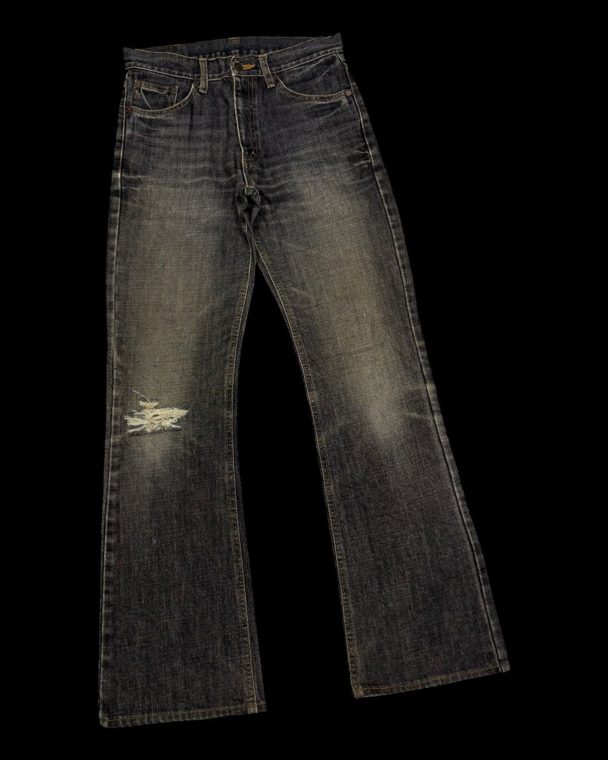 If Six Was Nine 💥FLARE JEANS 80s Style Muddy Bobson Bootcut Distress Denim Size US 29 - 2 Thumbnail