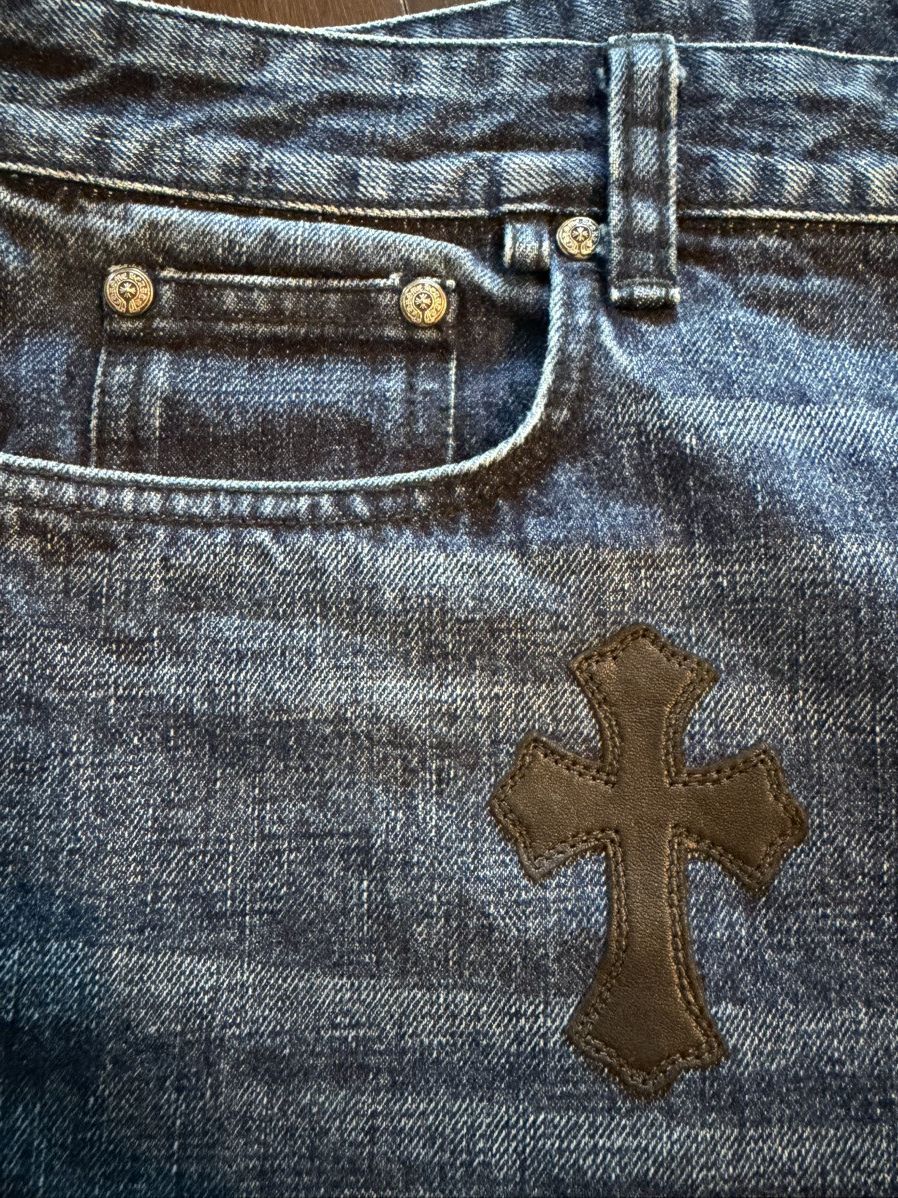 Chrome Hearts Chrome Hearts Black Leather Cross Patch Shorts Size US 31 - 5 Thumbnail