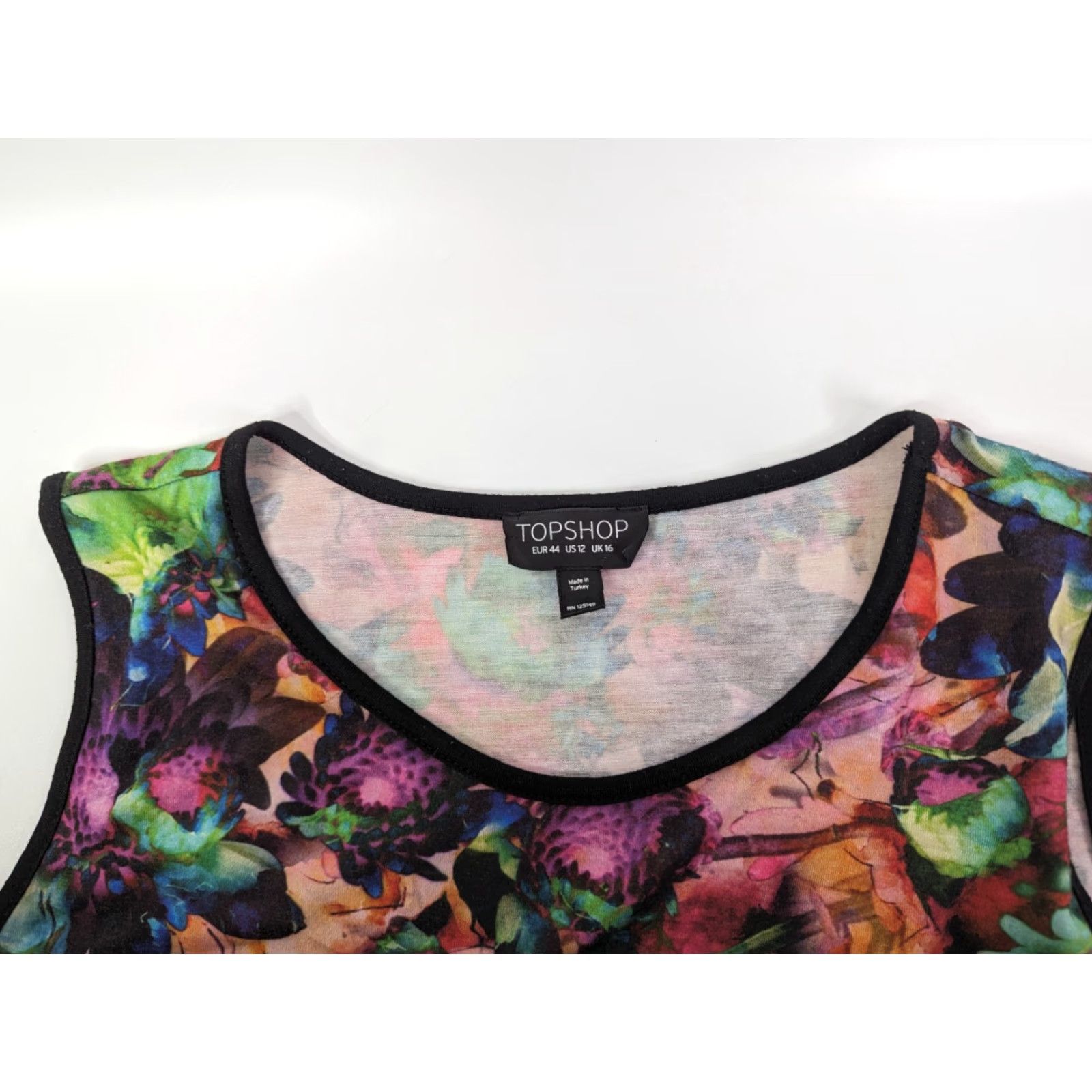 Topshop Top Shop Colorful Floral Sleeveless Mini Dress US 10 UK 14 EUR 42 Multicolor Womens Size L / US 10 / IT 46 - 6 Thumbnail
