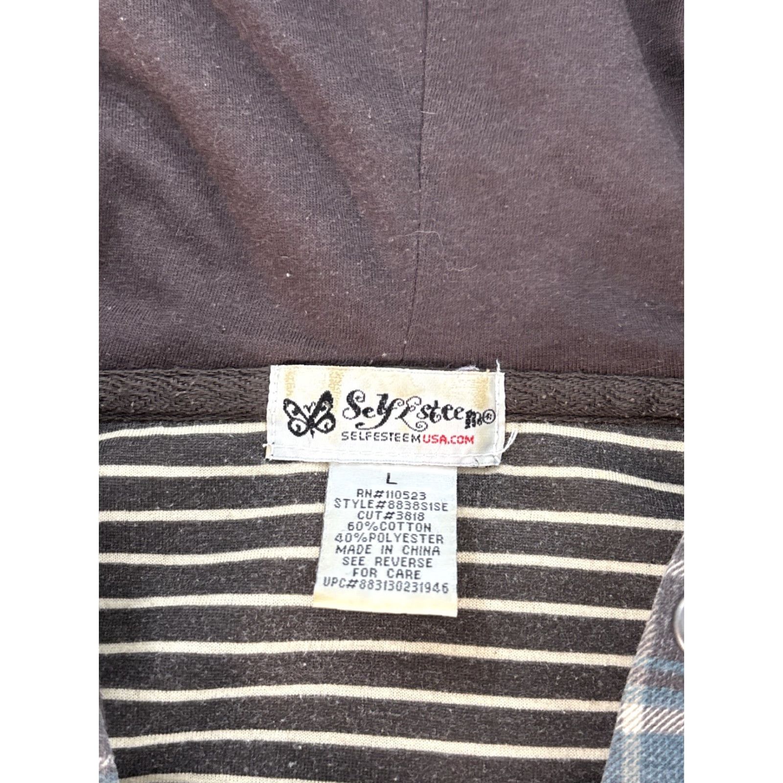Vintage VINTAGE Self Esteem Hoodie Womens Large Plaid Belted Tie Button Boho Y2K Brown Girls? Mens? Size L / US 10 / IT 46 - 4 Thumbnail