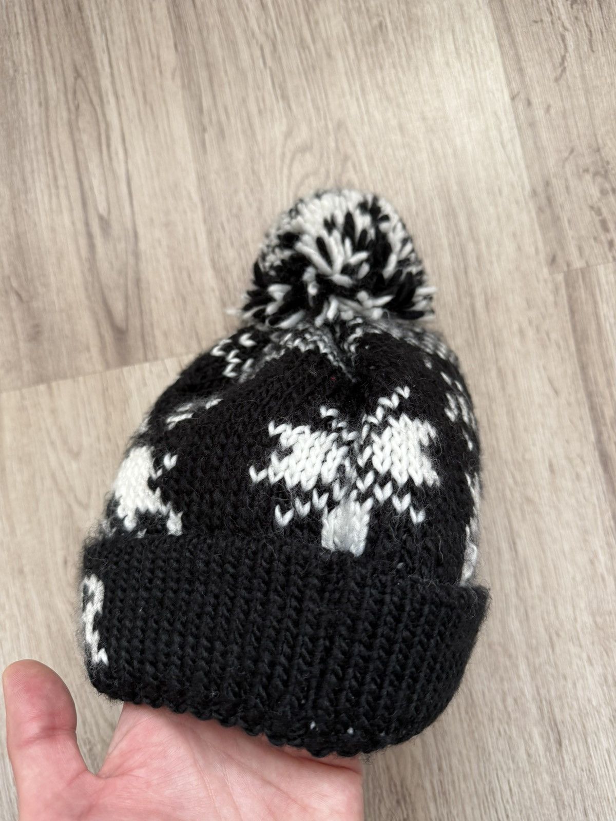 Moncler Moncler Logo Jacquard Pom Pom Hat Black White Wool Blend Size ONE SIZE - 5 Thumbnail