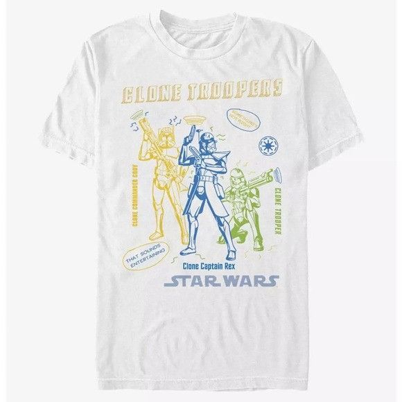 Star Wars NEW STAR WARS THE CLONE WARS DOODLE TROOPER WHITE T-SHIRT S Size US XXL / EU 58 / 5 - 1 Thumbnail