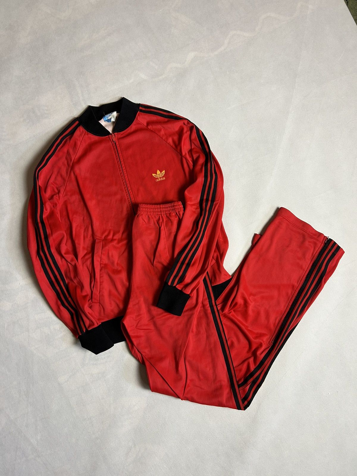 Red and gold adidas tracksuit online