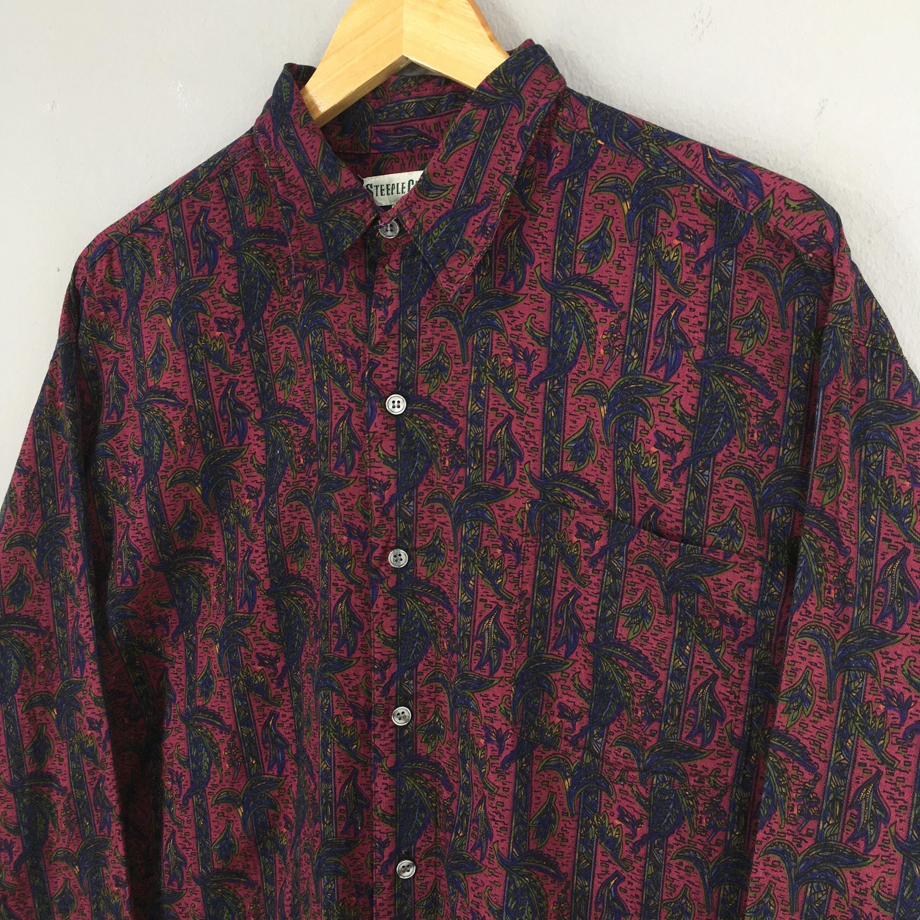 Flannel × Vintage Vintage Abstract Red Floral Casual Flannel Shirt Large Size US L / EU 52-54 / 3 - 3 Thumbnail