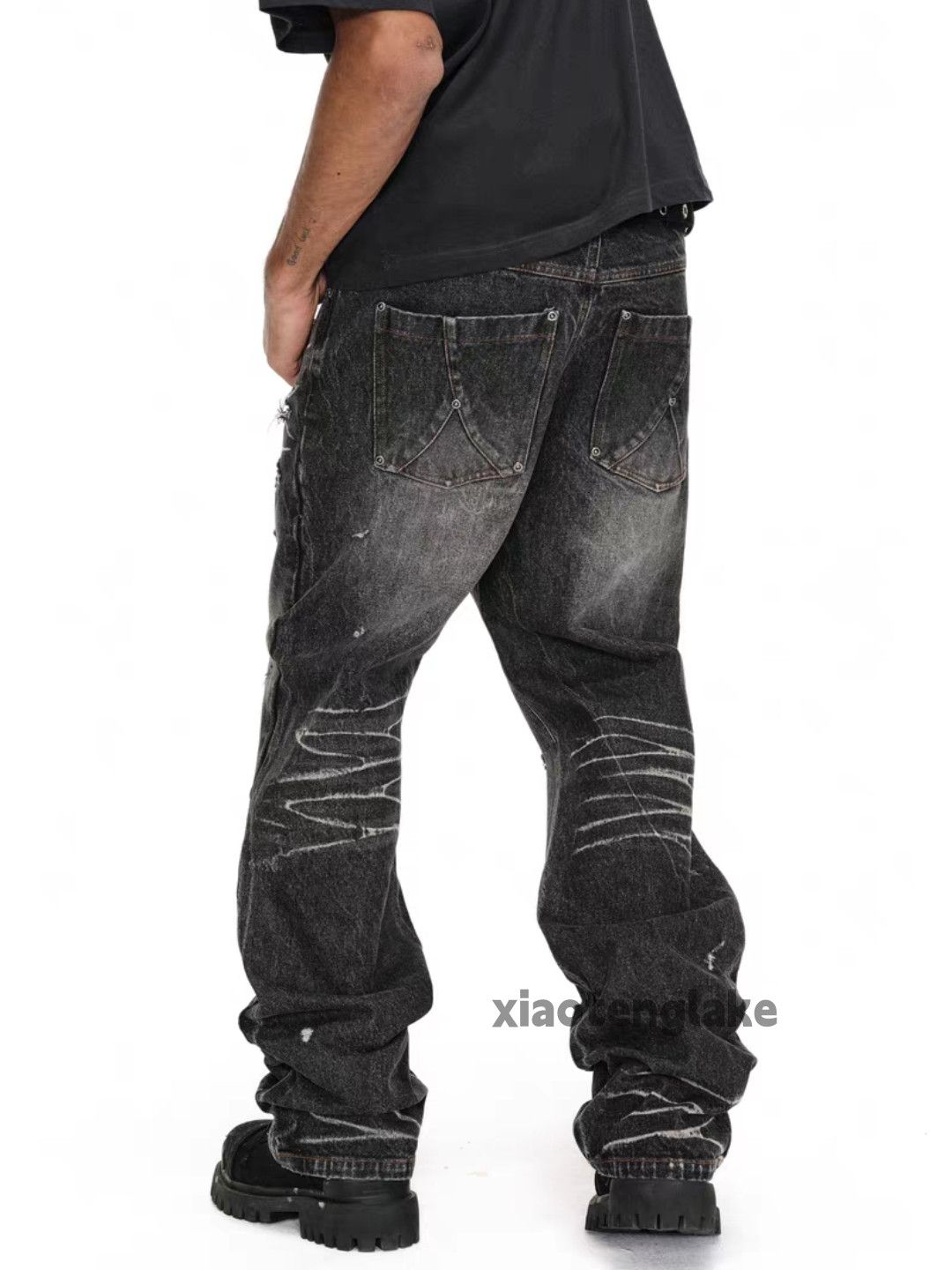 Jean United washed faded utility punk yuppie grunge jeans Size US 32 / EU 48 - 9 Thumbnail