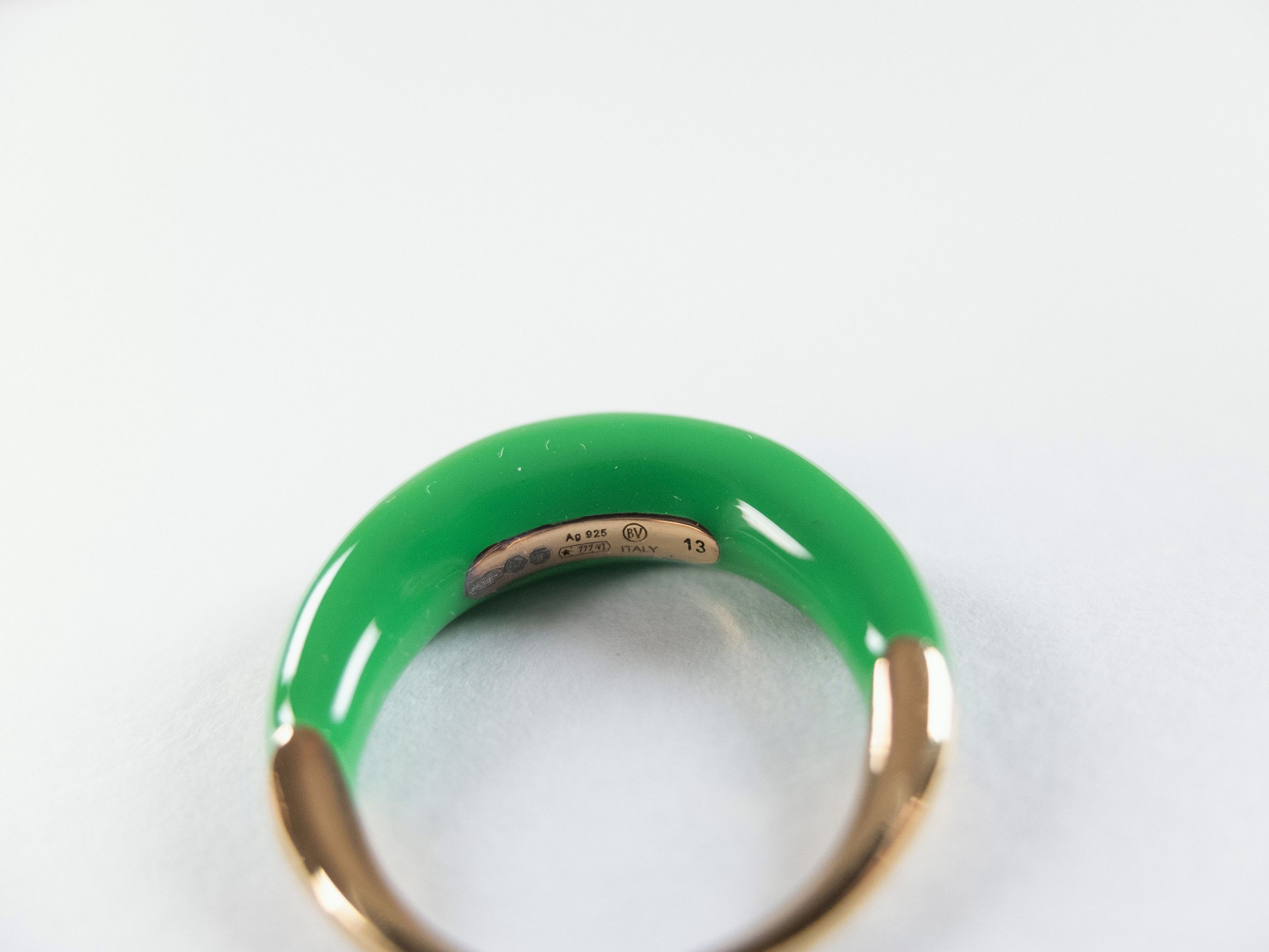 Bottega Veneta BOTTEGA VENETA Spine green sculptural silver ring 6 13 q Size ONE SIZE - 5 Thumbnail