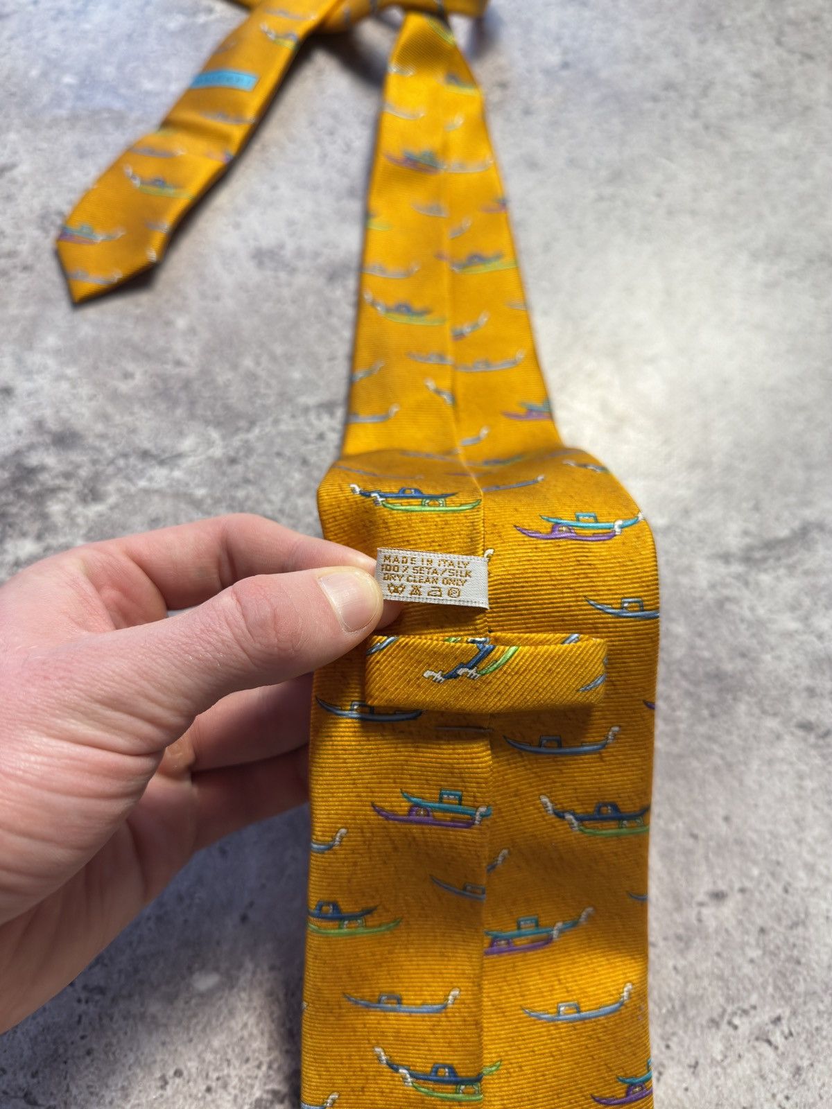 Bvlgari Bvlgari Orange Printed Seven Fold 100% Silk Tie Size ONE SIZE - 6 Thumbnail