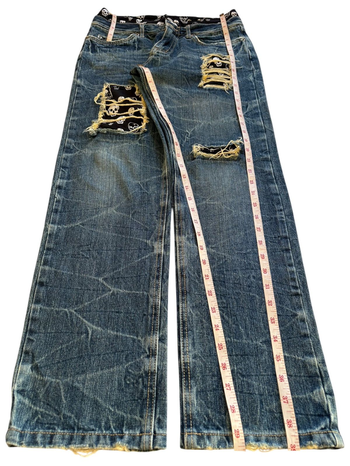 Japanese Brand × Seditionaries Vintage Japanese Brand Patches Skull Ripped Jeans Size US 30 / EU 46 - 13 Thumbnail