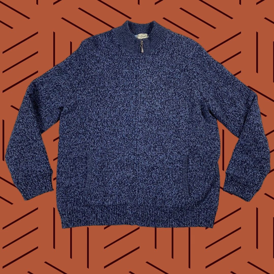 Vintage VINTAGE LL BEAN Classic Lambswool Sweater Full Zip Flannel Lined Blue Size XLT Tall Men/Adult Men's Long Sleeve Moisture? (oops) Size US XL / EU 56 / 4 - 1 Thumbnail