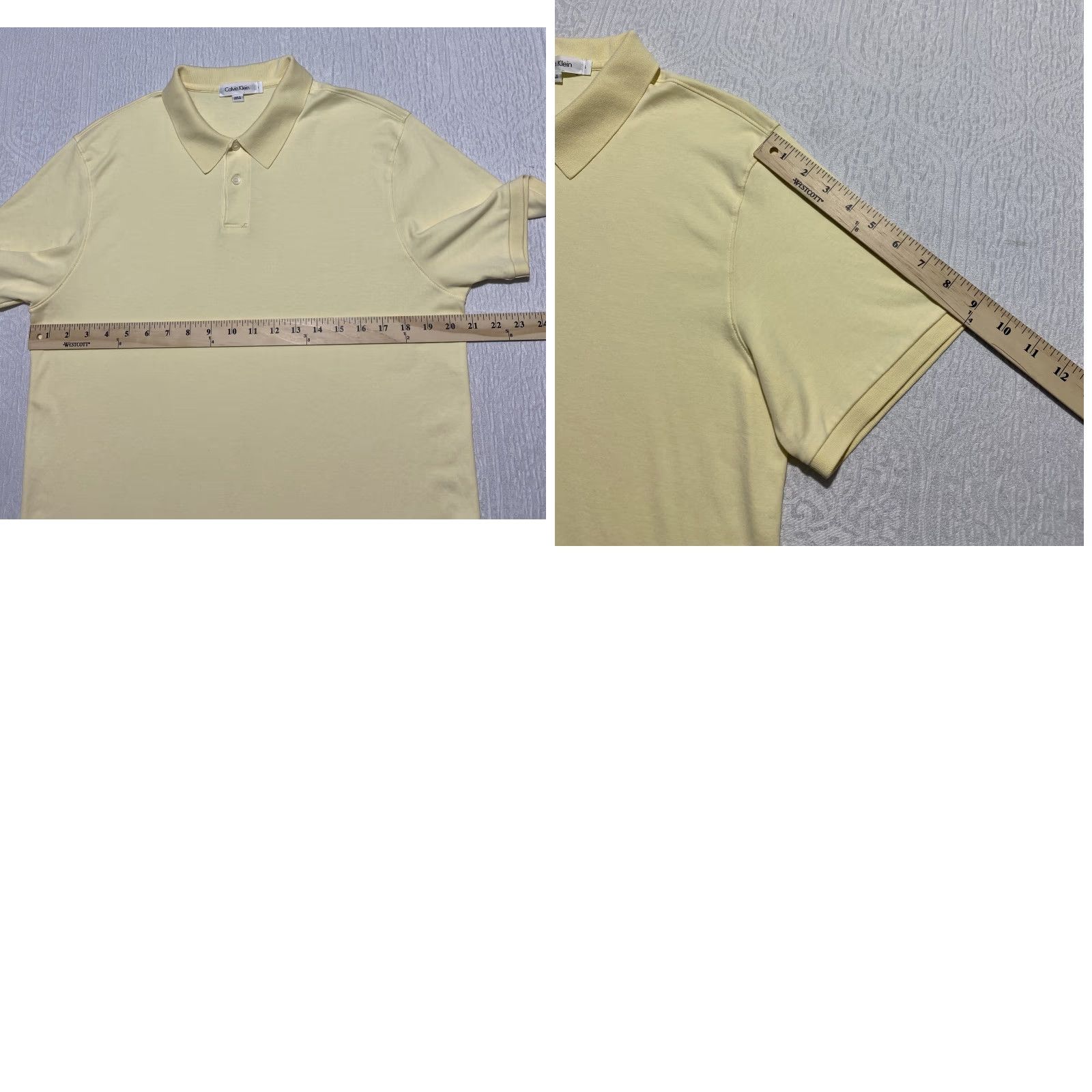 Calvin Klein Calvin Klein Polo Shirt Mens L Short Sleeve Yellow Solid 100% Cotton Golf Tennis Casual Classic Size US L / EU 52-54 / 3 - 8 Thumbnail