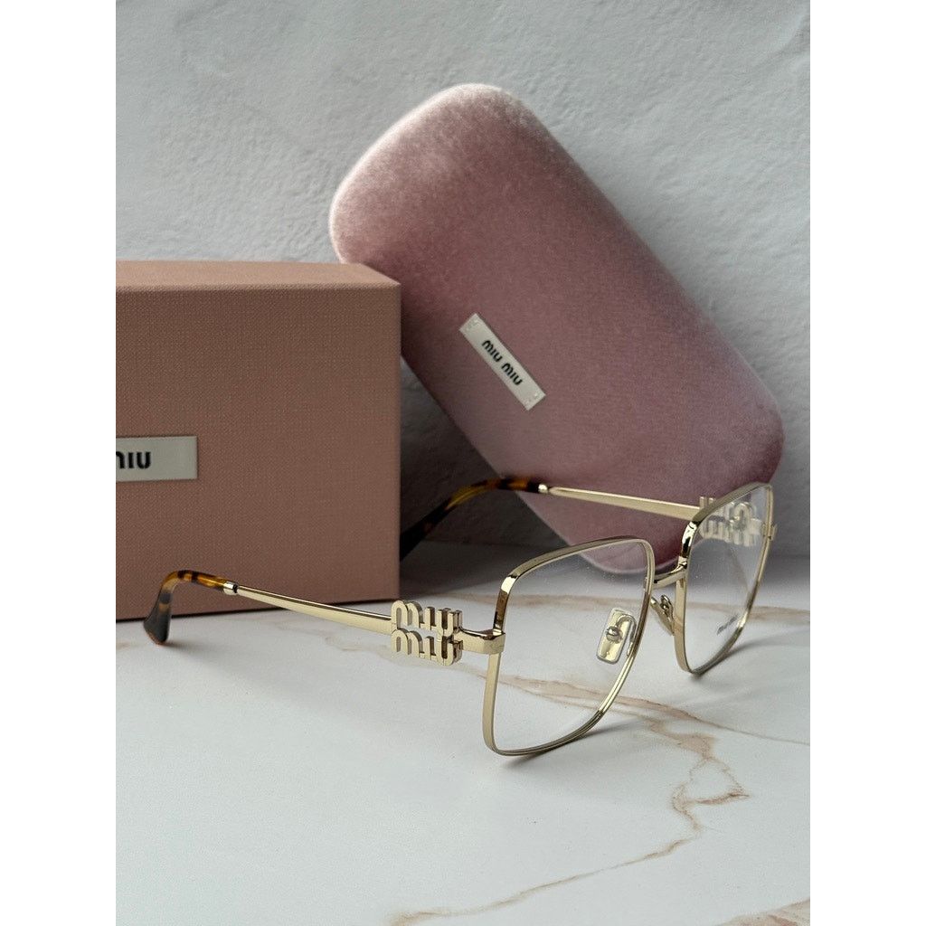 Miu Miu NEW Miu Miu M51XV Gold Square Logo Eyeglasses Frames Size ONE SIZE - 6 Thumbnail