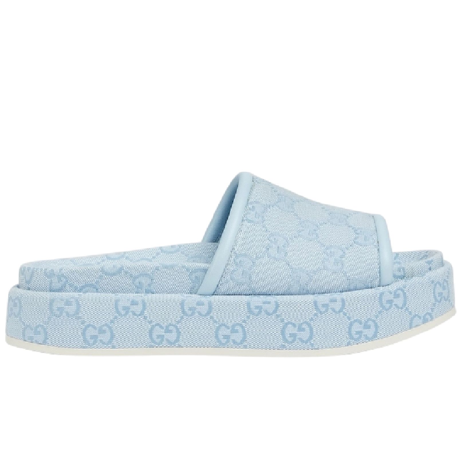 Gucci Gucci Light Blue GG Monogram Canvas Mule Platform Sandal 39 Size US 9 / IT 39 - 3 Thumbnail