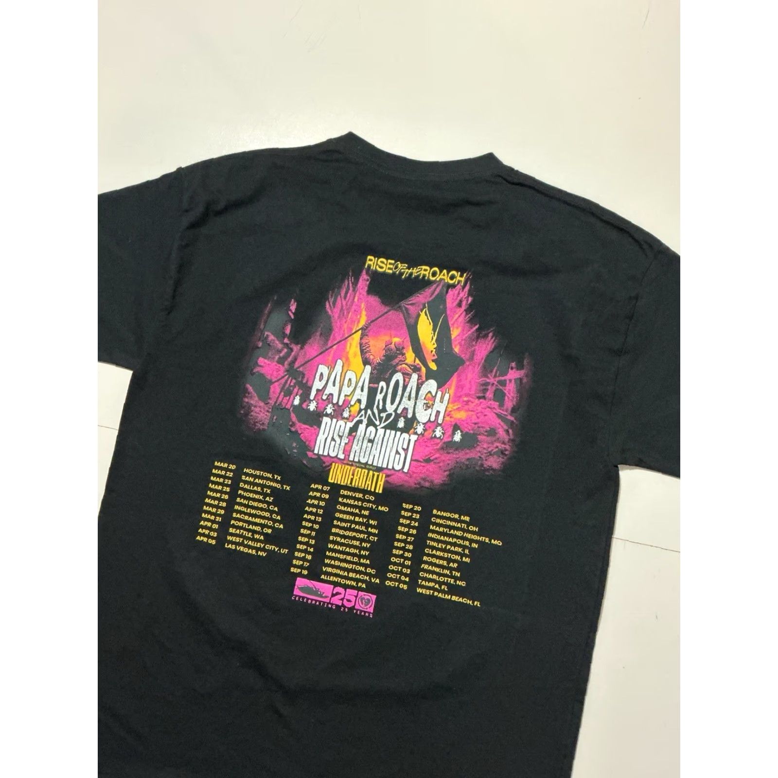 Vintage Papa Roach Rise Of The Roach Tour 25 Years Infest Rise Against Underoath T-Shirt Men Large Black Size US L / EU 52-54 / 3 - 6 Thumbnail