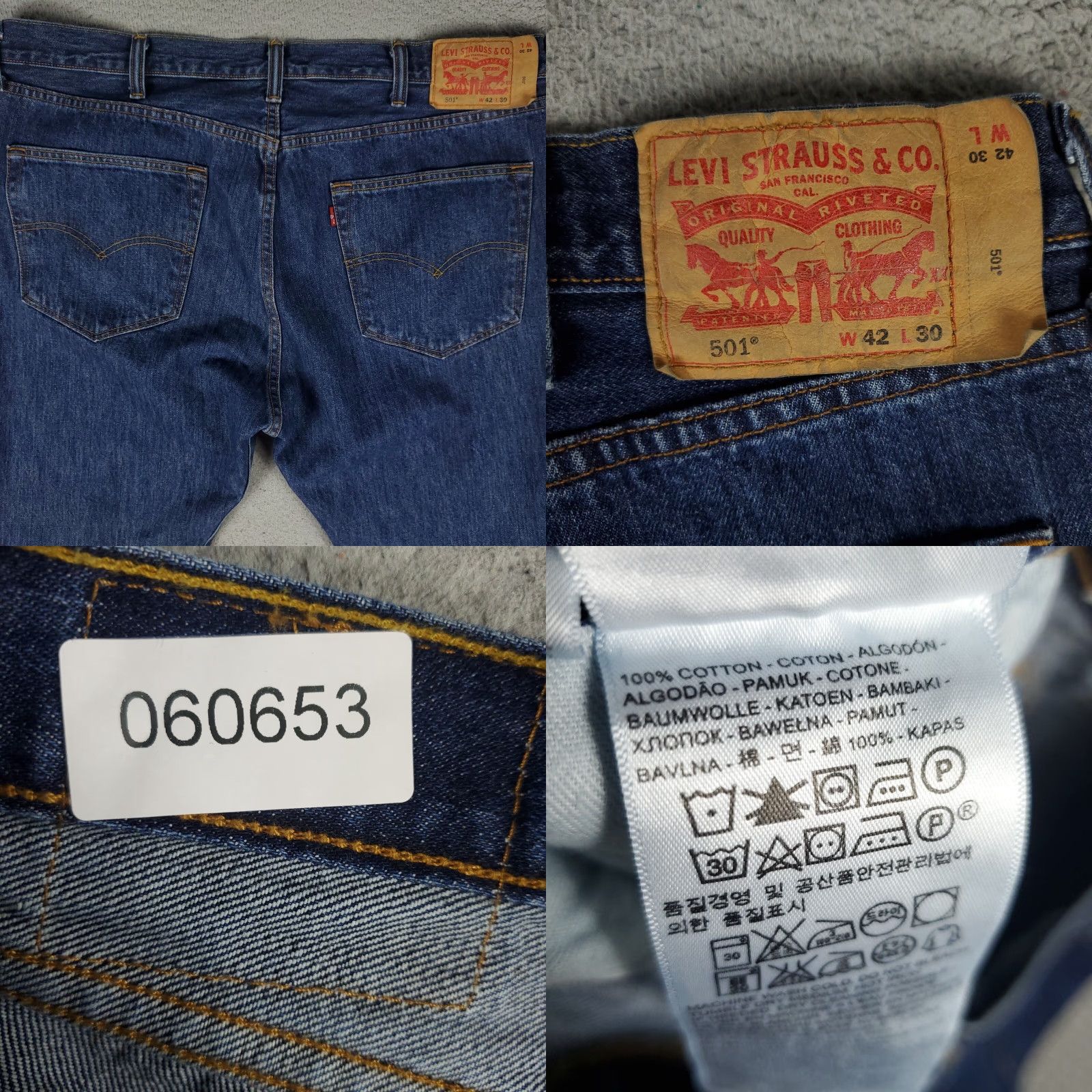 Levi's Levi's 501 Jeans Mens Regular Size 42x30 Blue Straight Leg Denim Pants Size US 42 / EU 58 - 8 Thumbnail
