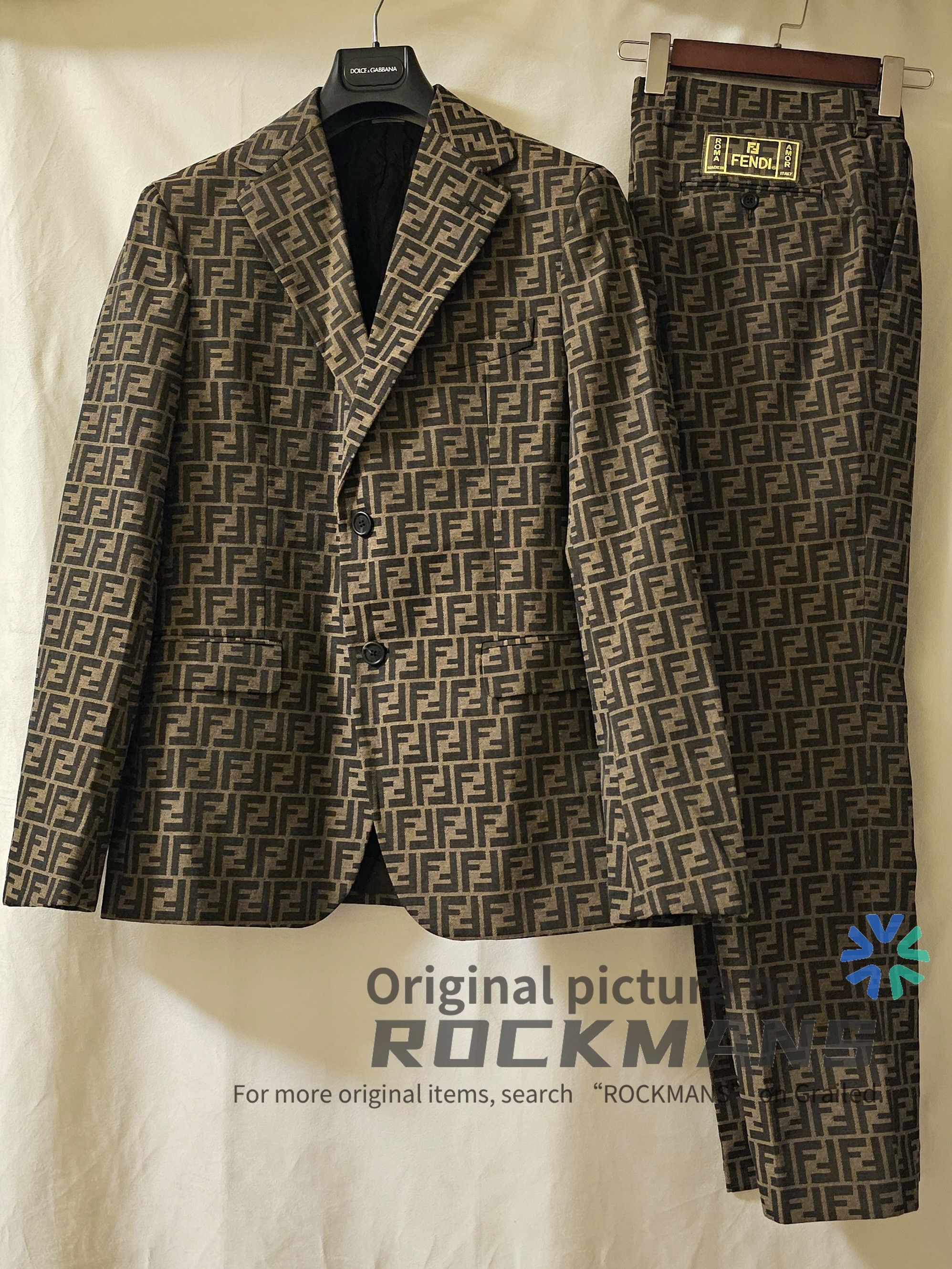 Fendi Men's FF LOGO Suit Blazers Jacket Size 52