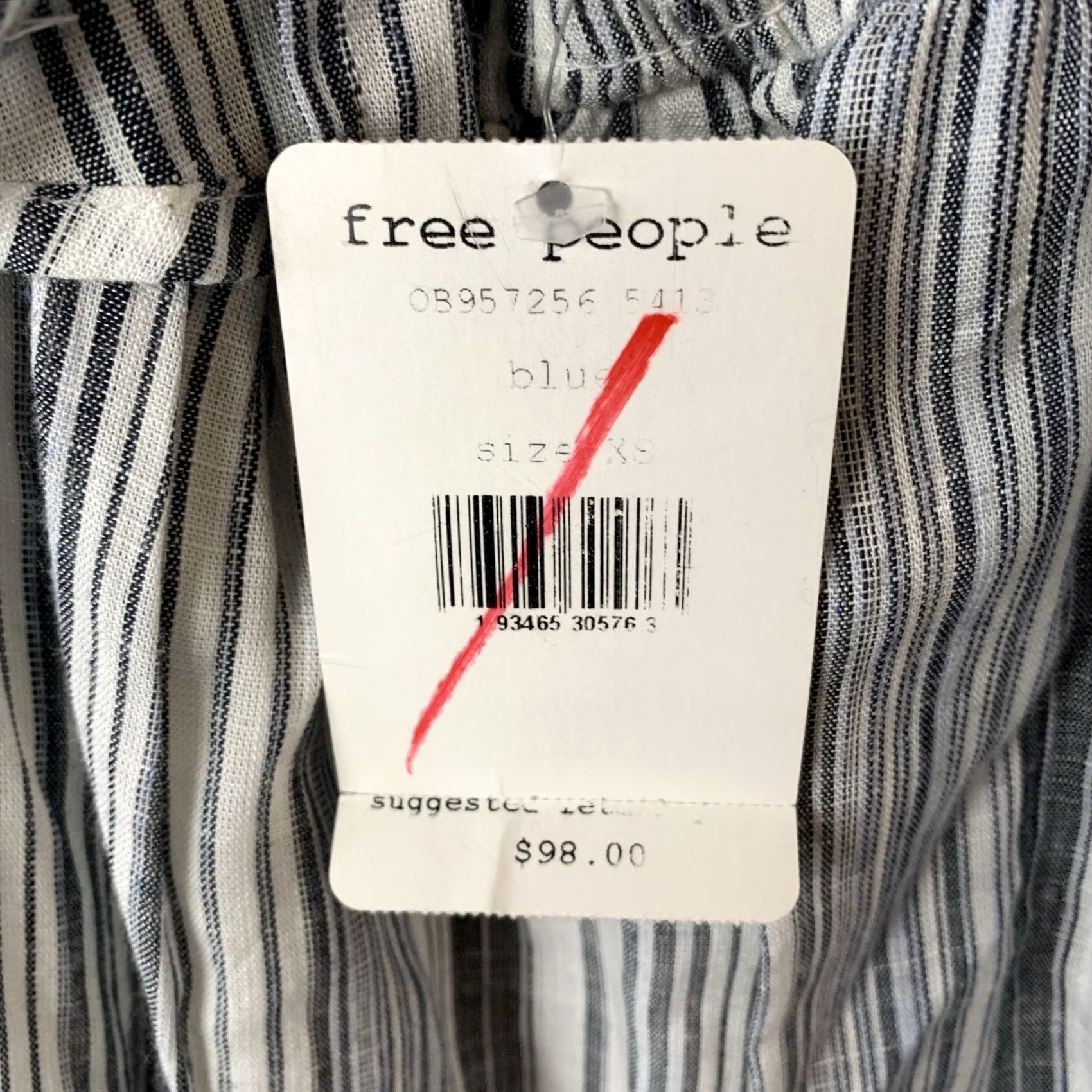 Free People VINTAGE Free People Dress Womens XS Blue/White Stripe Audrey Halter Maxi Coastal NWT Size XS / US 0-2 / IT 36-38 - 5 Thumbnail
