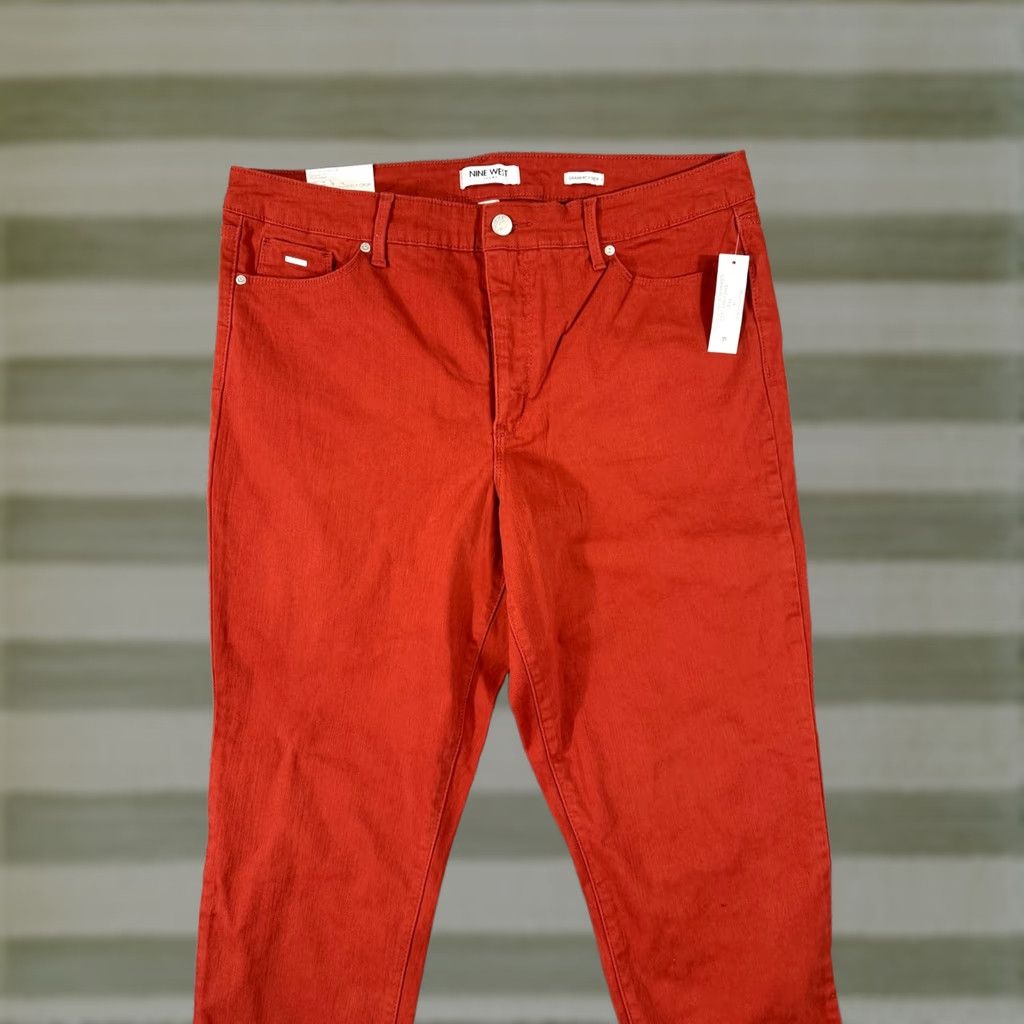 Nine West Nine West Gramercy Crop Pants Womens 16 Red Slim Fit Cropped Twill NWT Pockets Straight Leg Mid Rise Modern City Theme Boys Girls Mens Womens Size 38" / US 16 / IT 52 - 1 Thumbnail