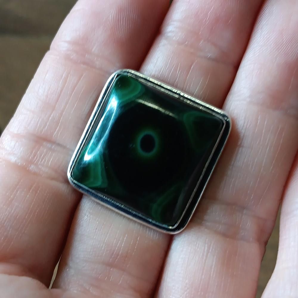 Designer Malachite gemstone ring, sz 8.5 Size ONE SIZE - 5 Thumbnail