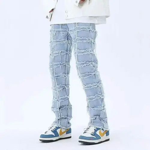 Jean Distressed Stacked Blue Jeans Size US 32 / EU 48 - 4 Thumbnail