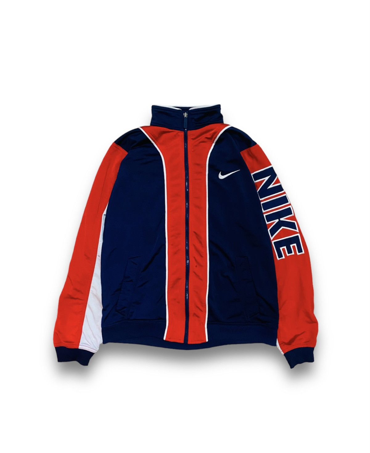 90'S Nike Track Jacket, Men's Medium, Vintage polyester navy blue type Vintage Second Hand