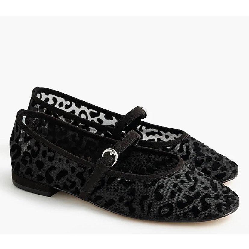 Anthropologie NWT J.Crew Leopard Mesh Mary Jane Flats - Size 8 MSRP $148 Size US 8 / IT 38 - 1 Thumbnail