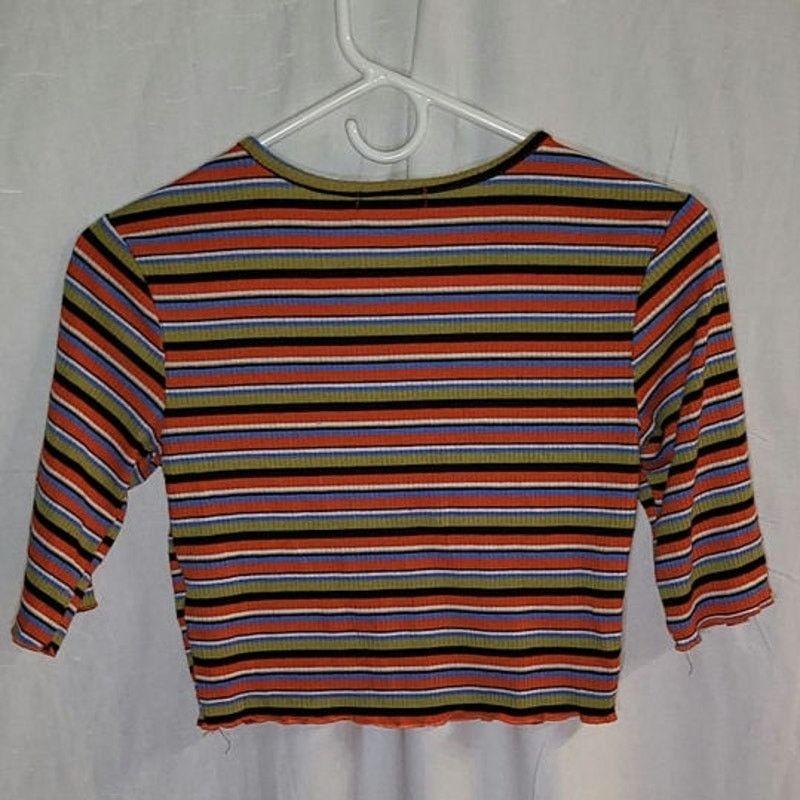 Other Stella & Tweed Ribbed Multicolor Striped Crop Top Size Small Size S / US 4 / IT 40 - 2 Thumbnail