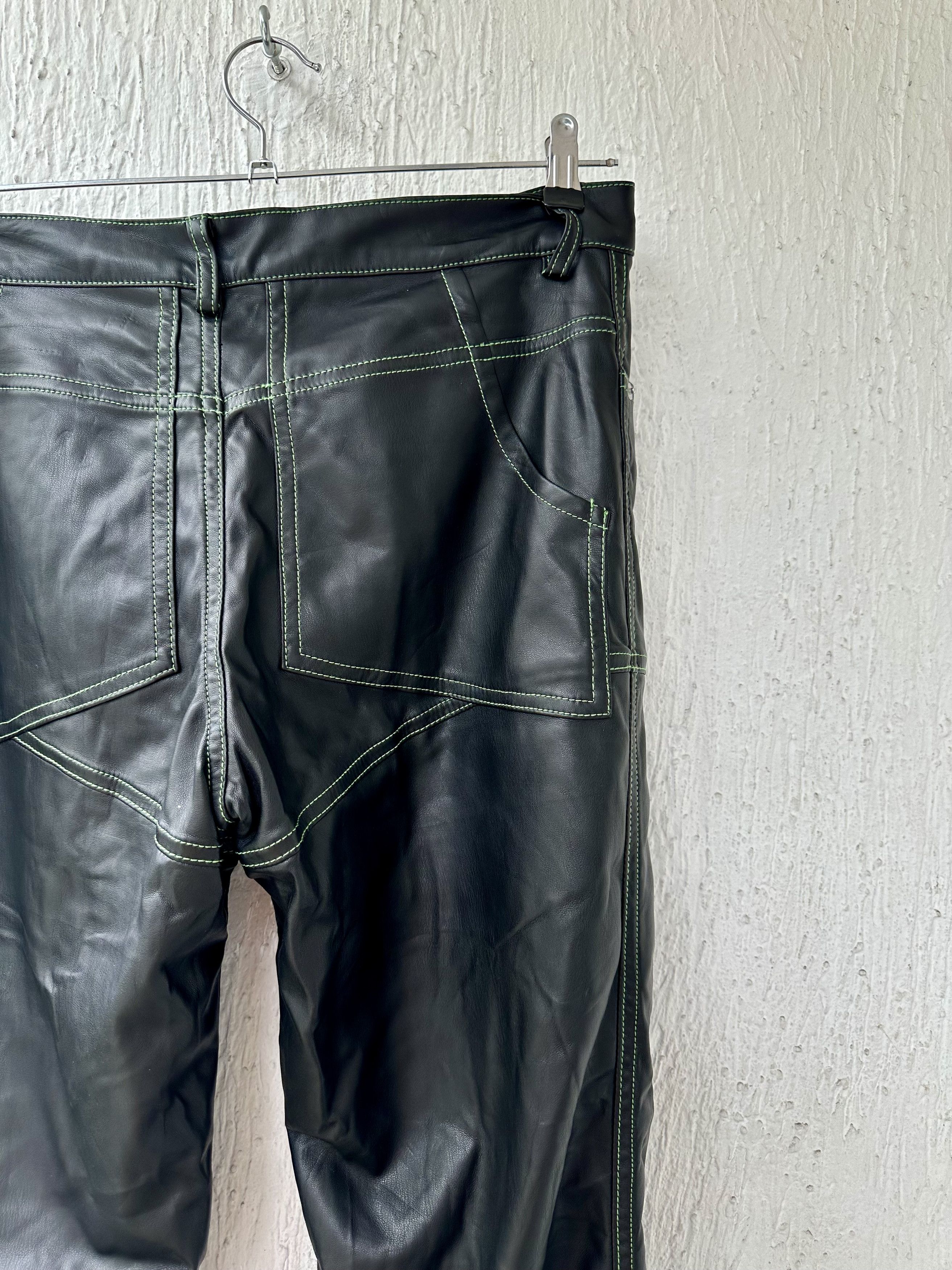 Eckhaus Latta BLACK FAUX-LEATHER PANELED PANTS Size US 34 / EU 50 - 4 Thumbnail