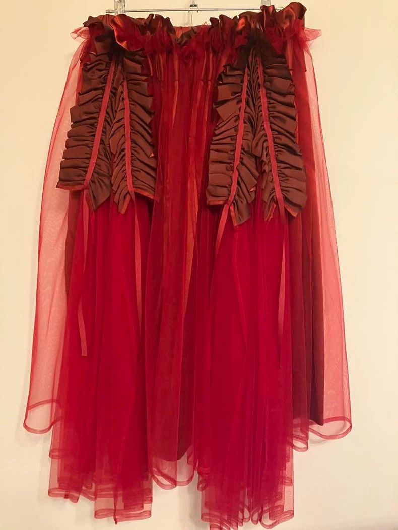 Comme des Garcons COMME des GARCONS Red Tulle Midi Skirt - dmc Size US 34 / EU 50 - 1 Thumbnail