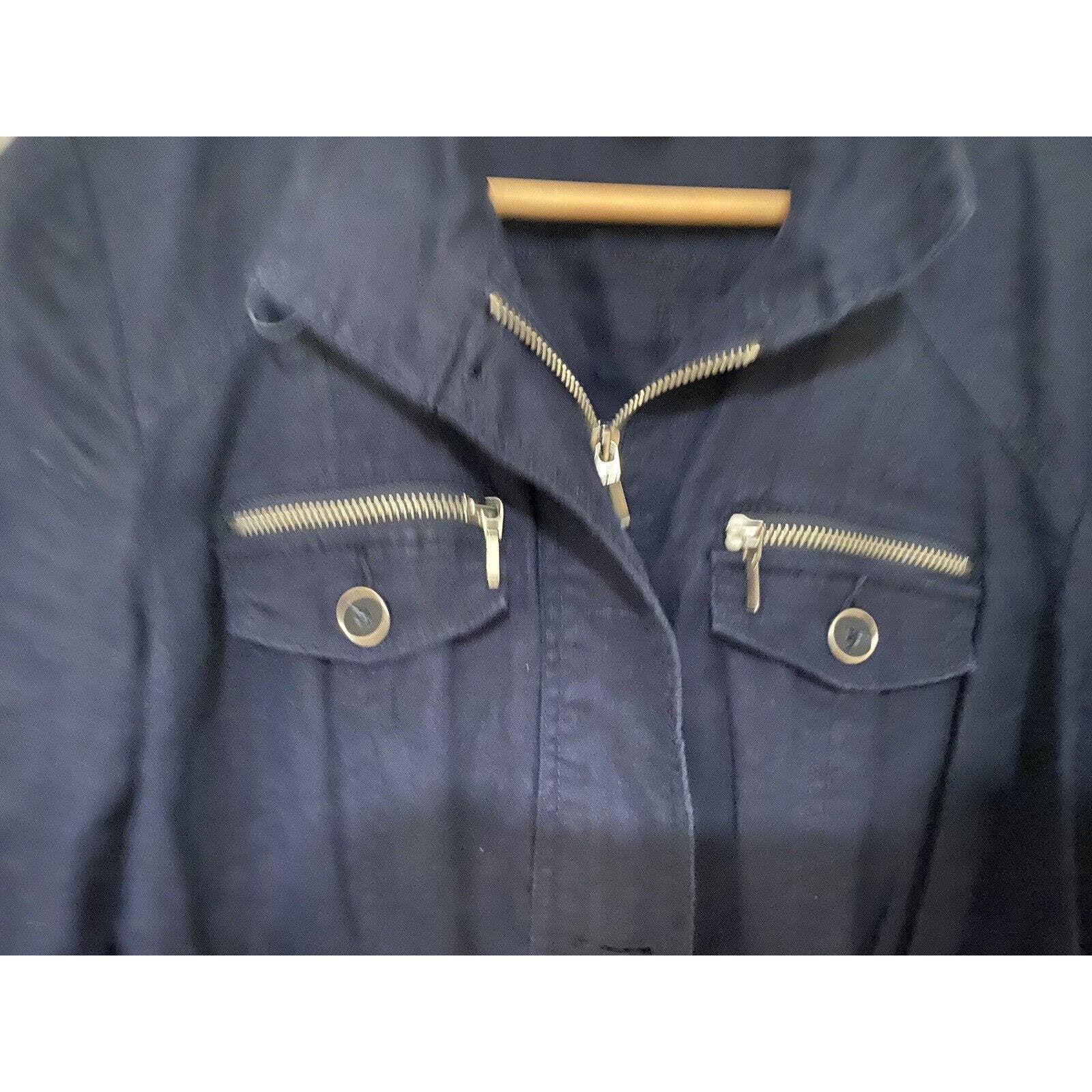 Inc INC Concepts Jacket Women Sz Med Button Up Coat Blue Linen Size M / US 6-8 / IT 42-44 - 2 Preview