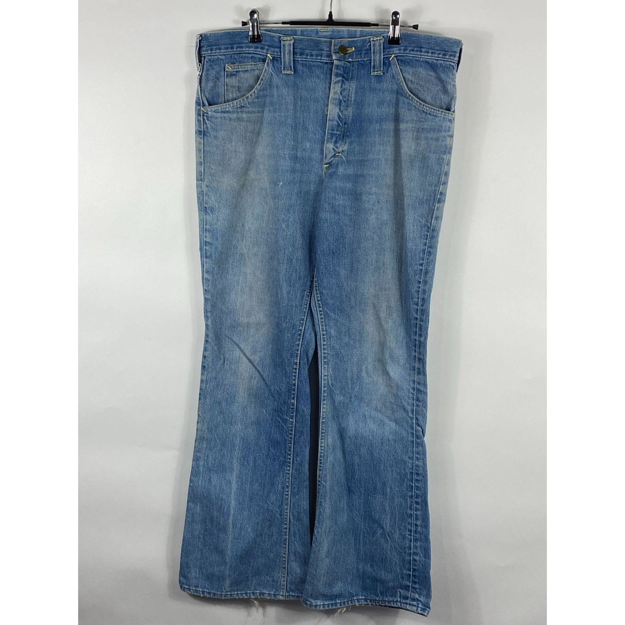 image of Vintage Lee Sanforized Boot Cut Denim Jean Blue 36X31 Made I, Men's