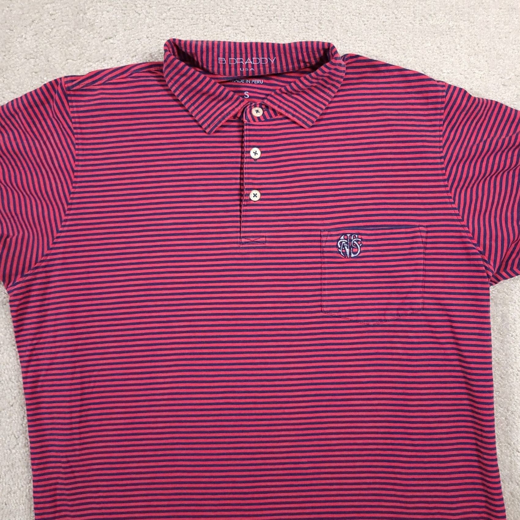 Vintage B Draddy Sport Country Club Golf Short Sleeve Polo Shirt Mens Small Pink Navy Shirt Polo Size US S / EU 44-46 / 1 - 3 Thumbnail