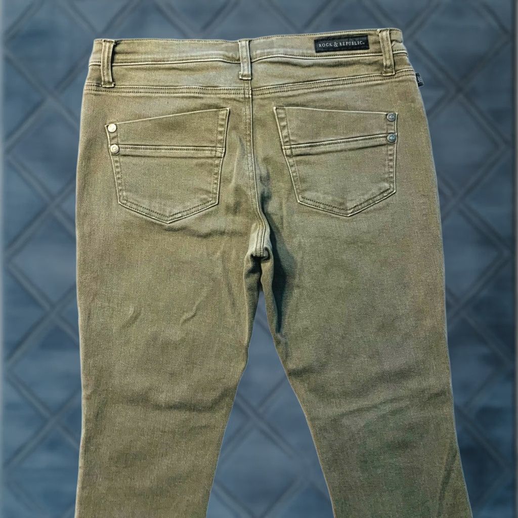 Vintage Rock & Republic Kashmiere Stretch Skinny Jeans Jegging Army Green Womens 14M EUC Size 36" / US 14 / IT 50 - 1 Thumbnail