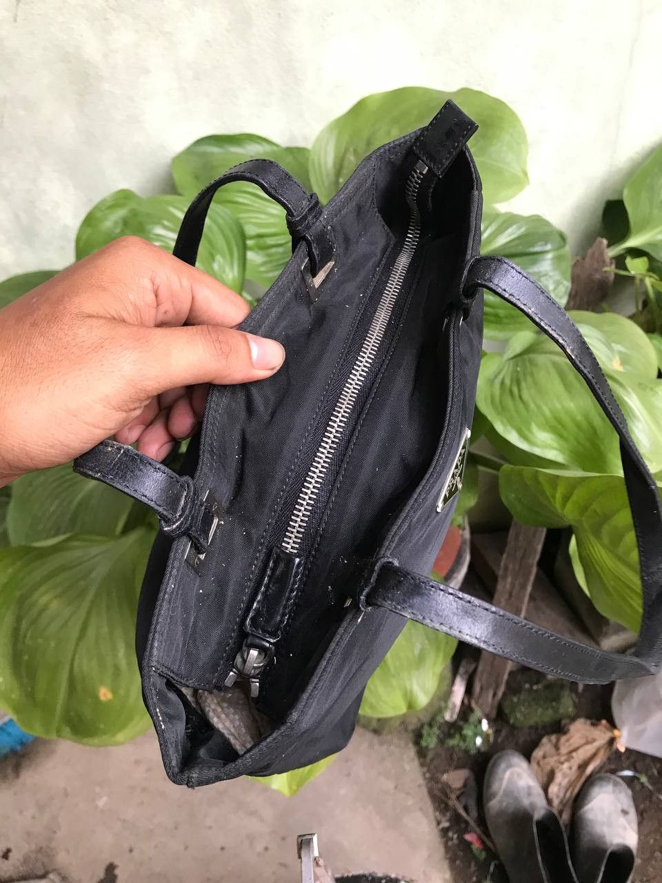 Prada × Vintage Prada Tote Bag Nylon Black Size ONE SIZE - 8 Thumbnail