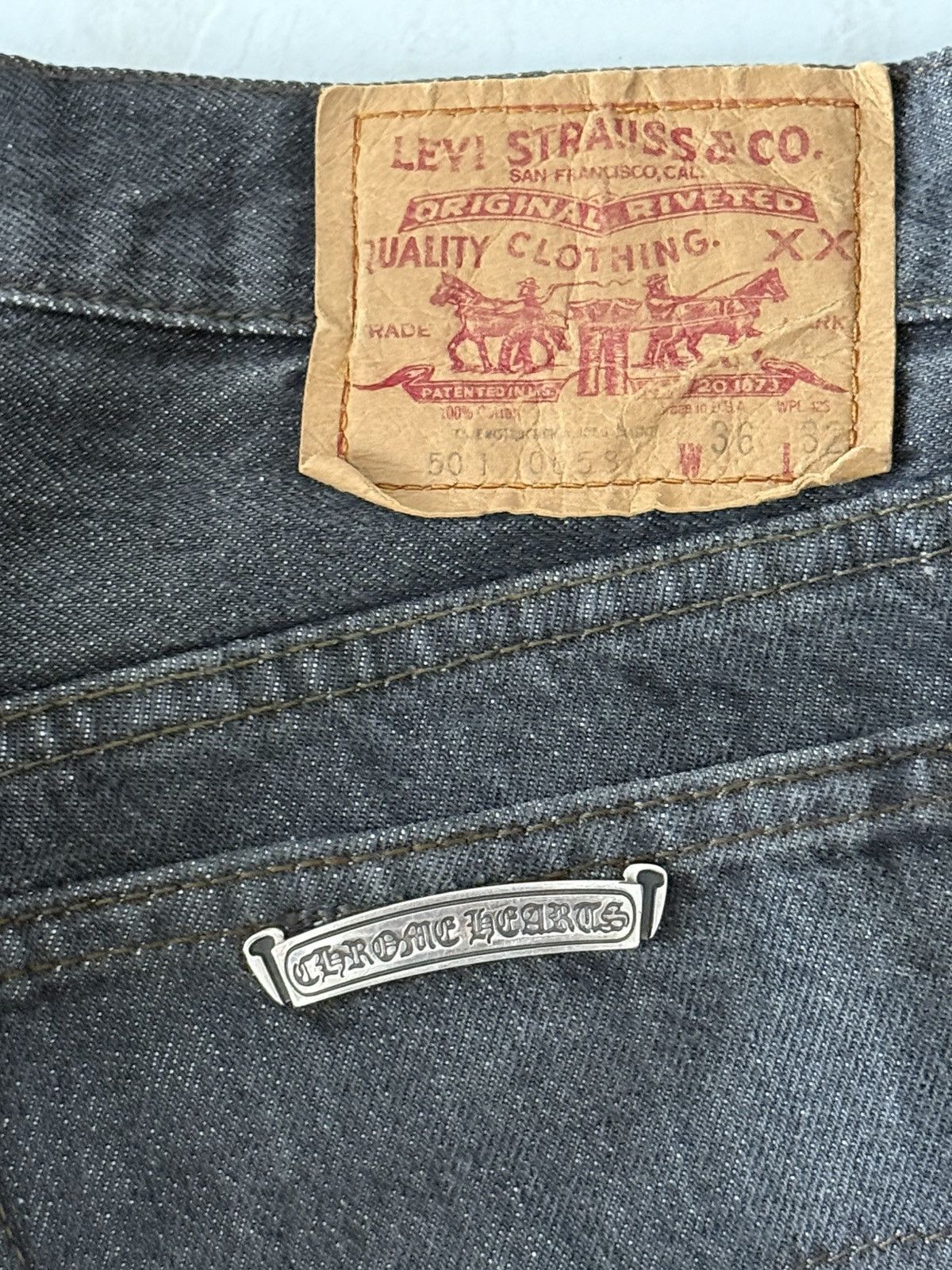 Chrome Hearts Chrome Hearts Slime Green Patched Levis 501 Sz.36 Size US 36 / EU 52 - 10 Thumbnail