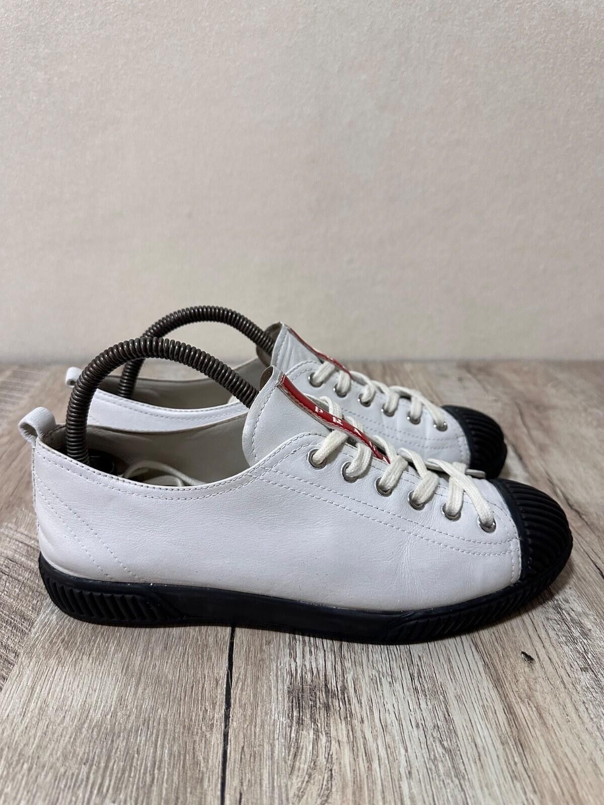 Prada Prada White Leather Trainers Sz 38 Size US 8 / IT 38 - 4 Thumbnail