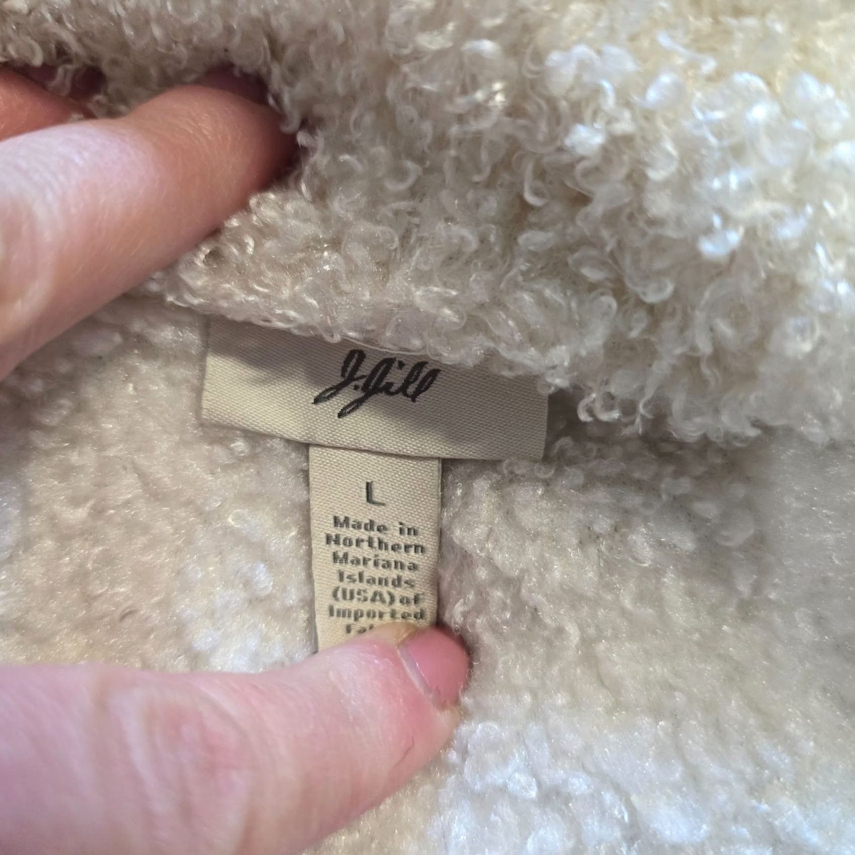 J. Jill J Jill Vest Womens Large White Fleece Boucle Zip Sleeveless Capsule Midweight Casual Winter Spring Fall Pockets Size L / US 10 / IT 46 - 4 Thumbnail
