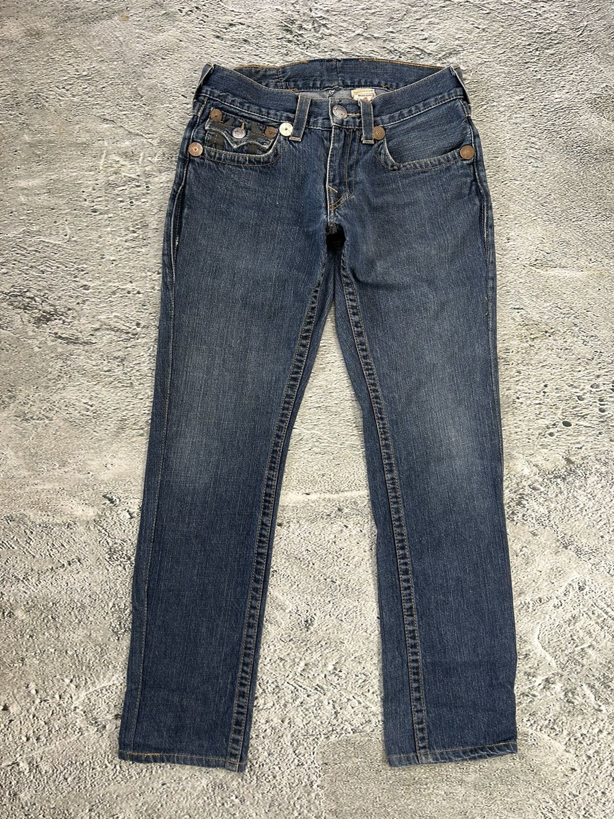 True Religion × Vintage True Religion vintage blue jeans big logo painted black Y2K Size US 29 - 7 Thumbnail