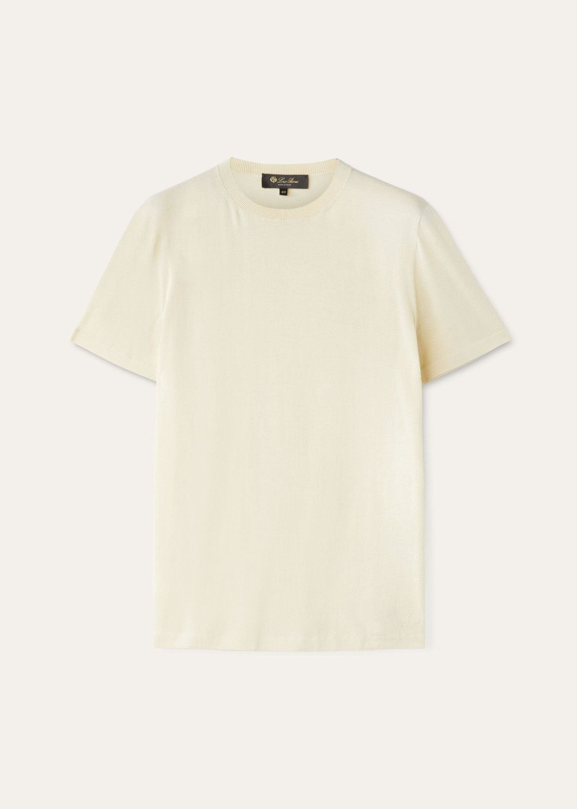 Loro Piana o1srvl11e0526 FAM7984 Angera Crewneck T-Shirt in Cream Size L / US 10 / IT 46 - 1 Thumbnail