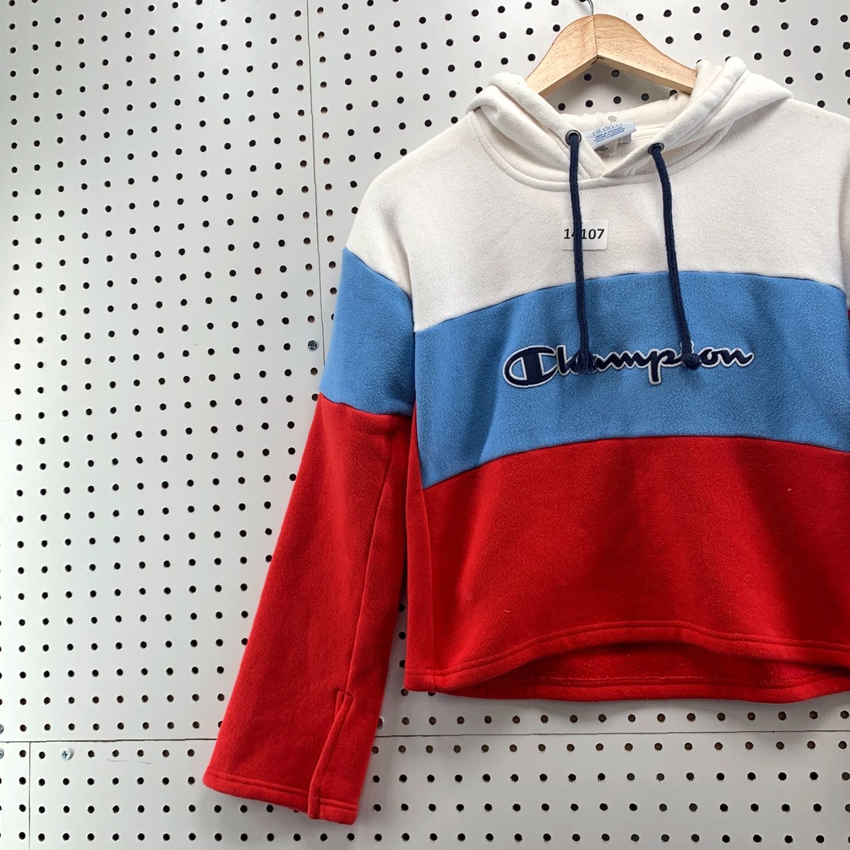 Champion Champion Reverse Weave Cropped Hoodie Womens Small Red White Stripe Size S / US 4 / IT 40 - 4 Thumbnail