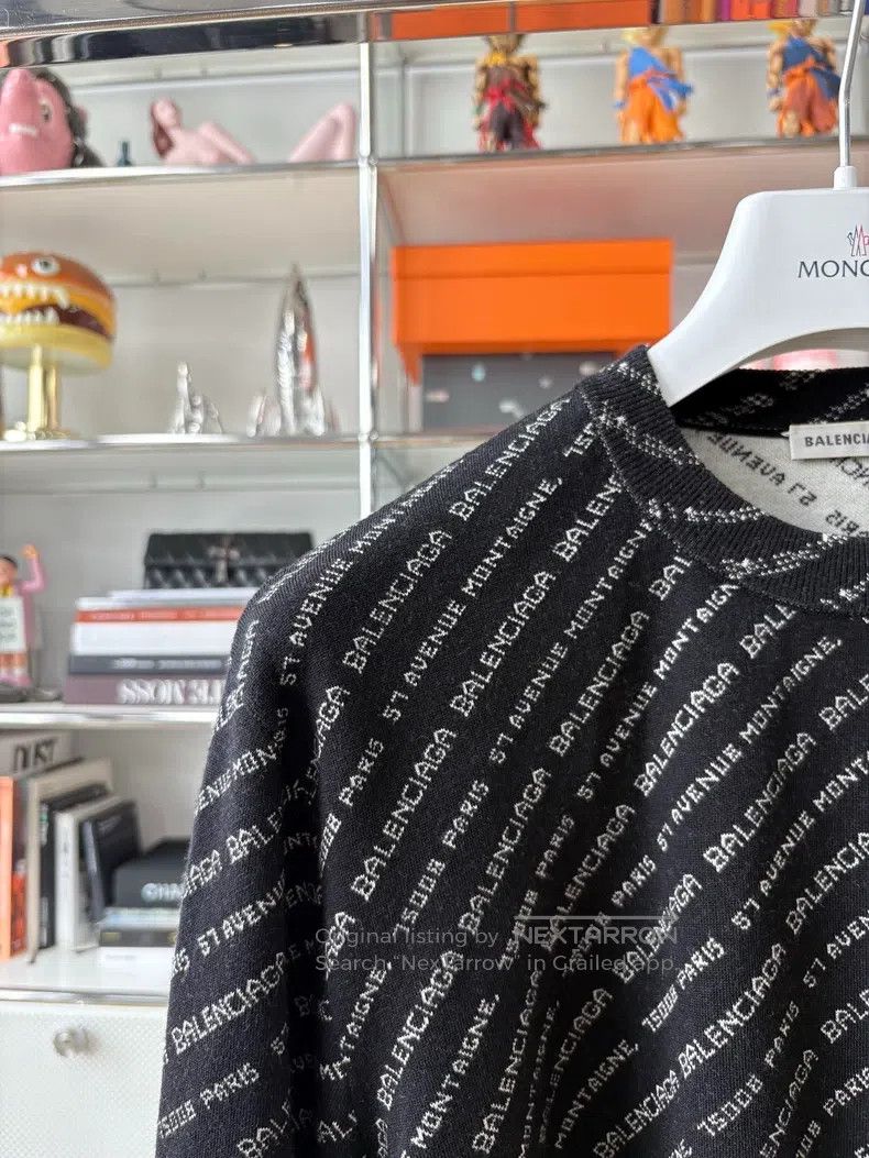 Balenciaga Balenciaga Black Logo Printed Round Neck Knitwear, Size 38 Size XS / US 0-2 / IT 36-38 - 2 Thumbnail