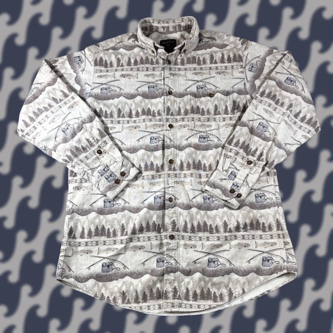 Vintage Woolrich Flannel Shirt Cotton 100% Button-Up Outdoor Theme Men L Beige Heavyweight Long Sleeve Button-Down Collar Size US L / EU 52-54 / 3 - 1 Thumbnail