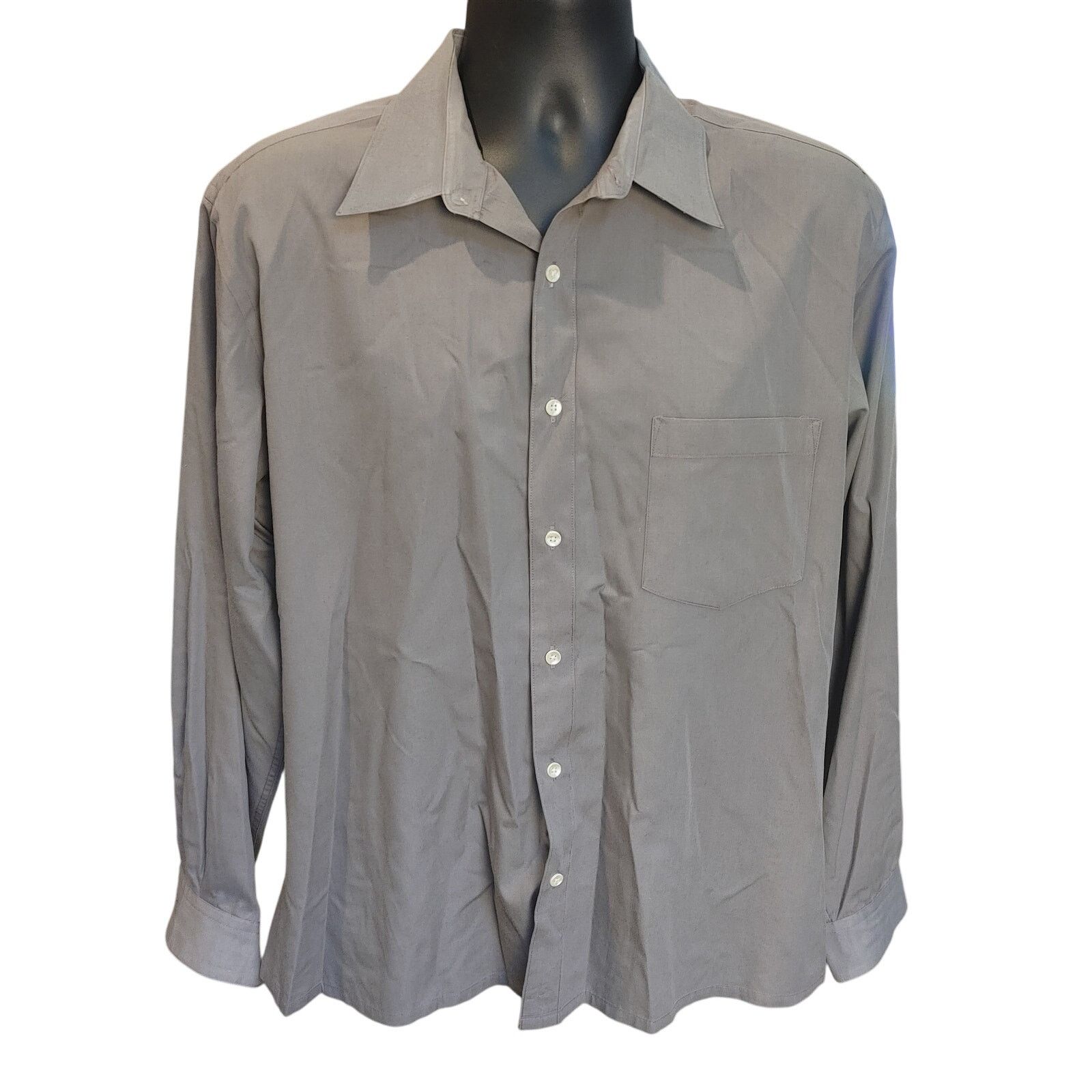 John Henry John Henry Men's 17.5 34/35 Gray Authentic Fit Dress Shirt Size US L / EU 52-54 / 3 - 1 Thumbnail