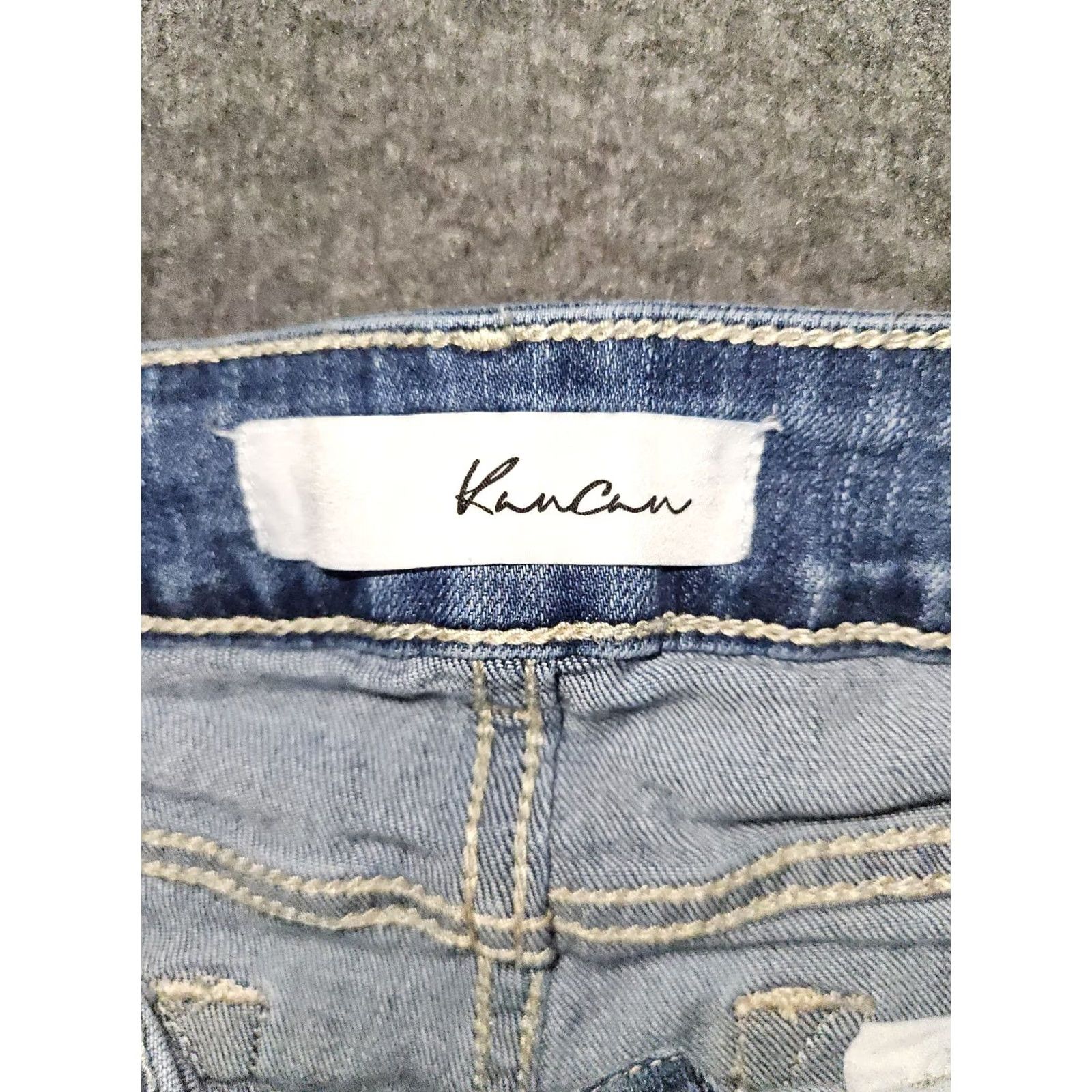 Vintage Kancan Jeans Women's Blue Mid Rise Skinny Ankle Stretch Frayed Hem Preppy Size 30" / US 8 / IT 44 - 2 Thumbnail