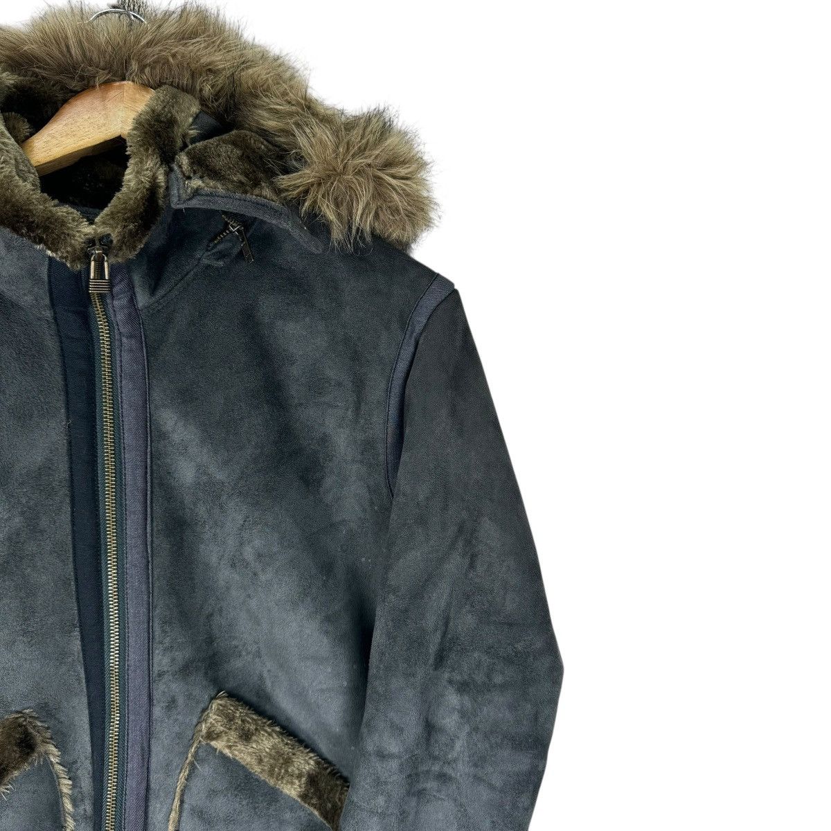 If Six Was Nine ☀️OILCAKE SYNTHETIC LEATHER FUR HOODIE JACKET Size M / US 6-8 / IT 42-44 - 4 Thumbnail