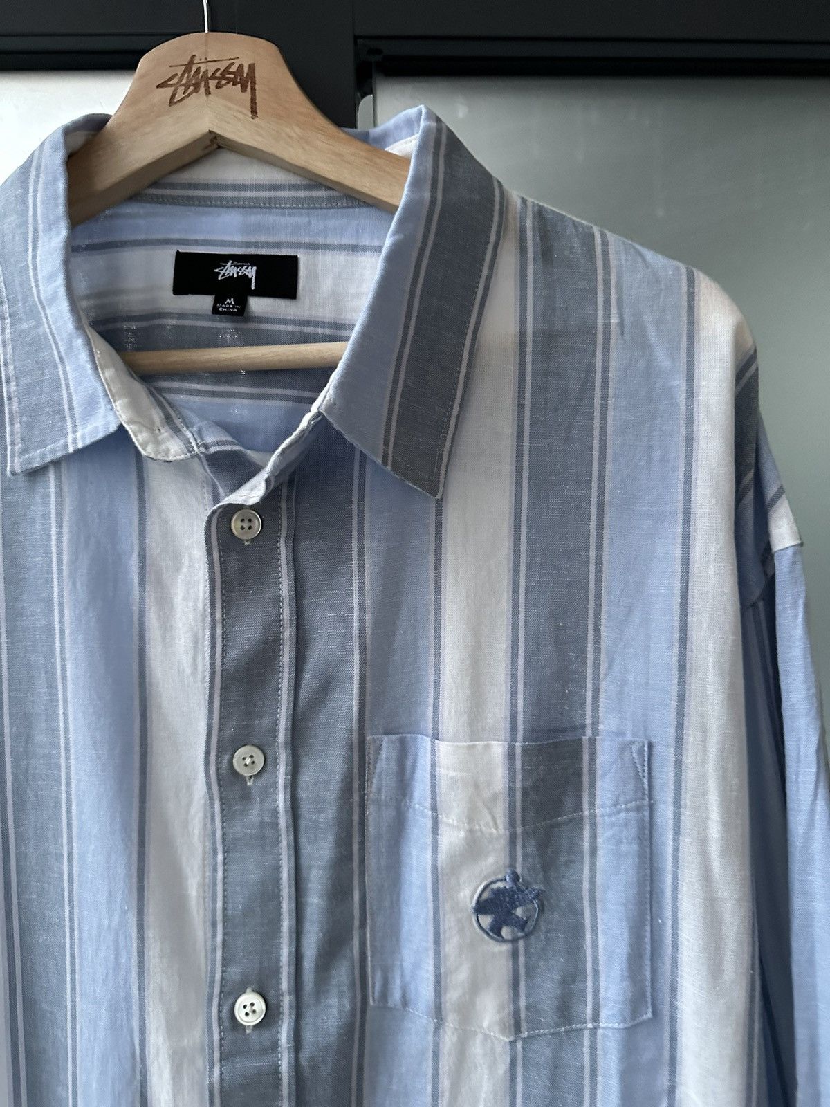 Stussy Stussy Wide Striped Shirt Surfman Logo Size M Size US M / EU 48-50 / 2 - 1 Thumbnail