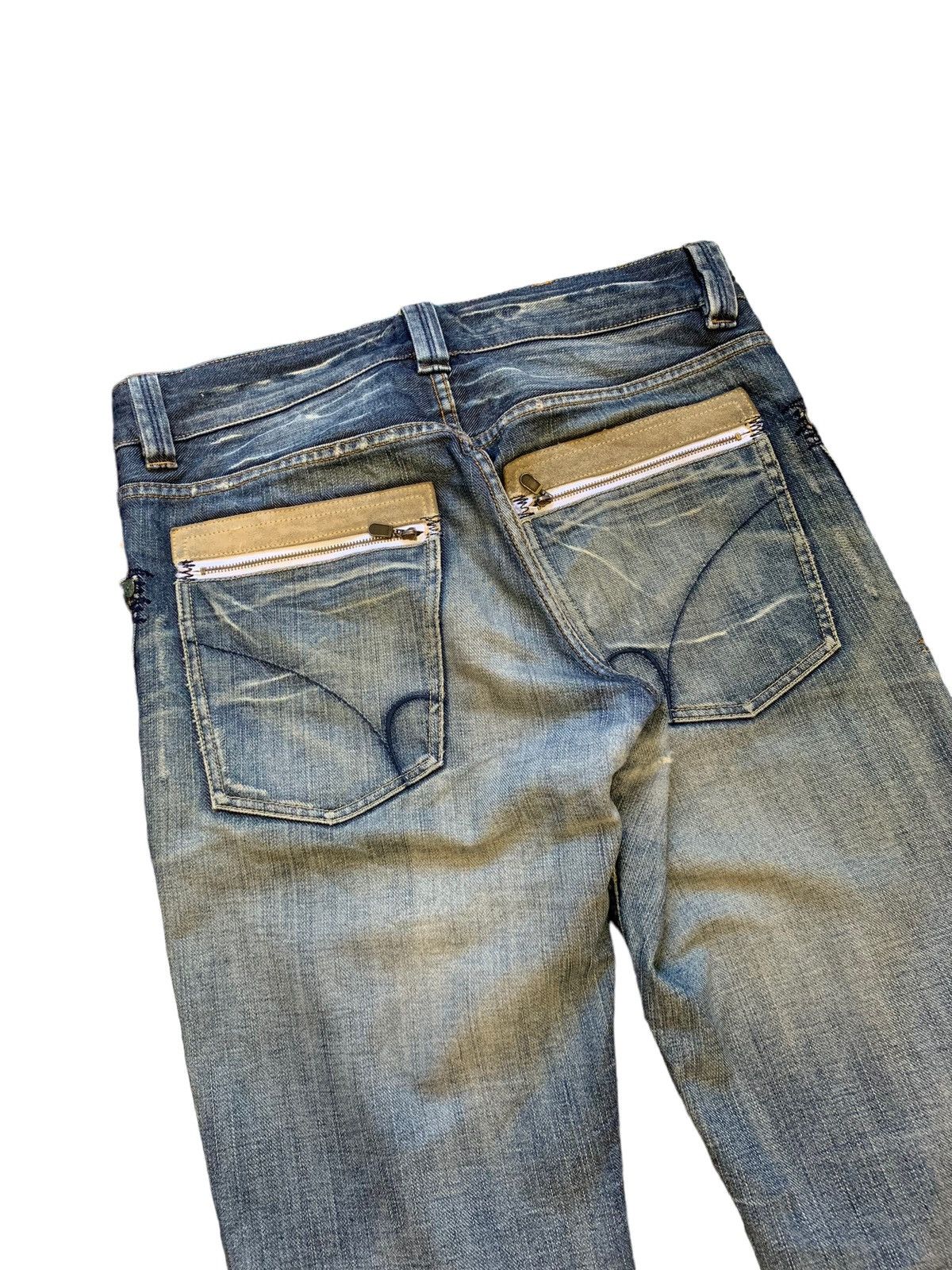 If Six Was Nine × Japanese Brand Back Number Mud Wash Bush Distressed Jeans (AB15) Size US 33 - 10 Thumbnail