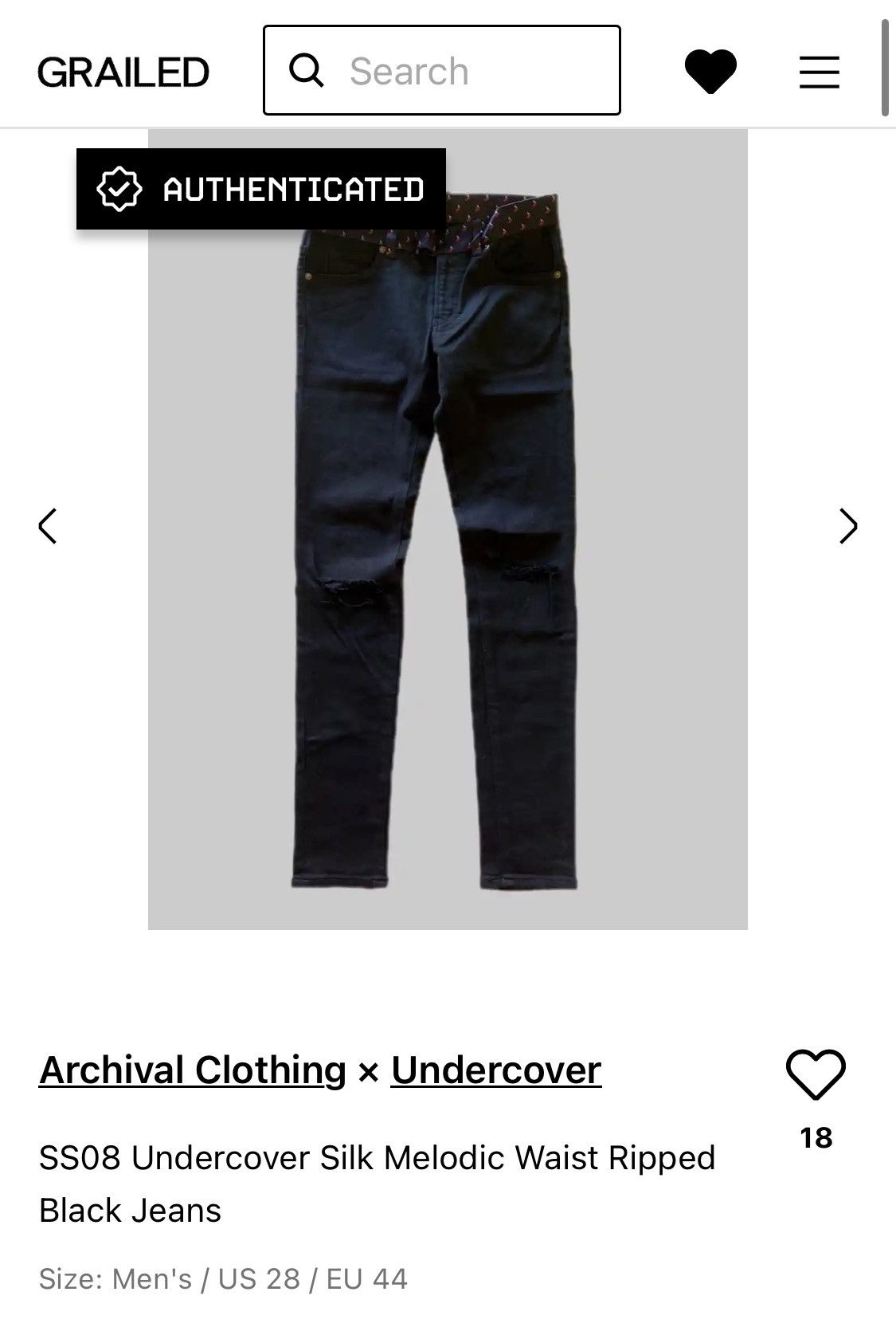 Undercover SS08 Undercover Cummberbund Ripped Black Jeans Size US 28 / EU 44 - 2 Thumbnail